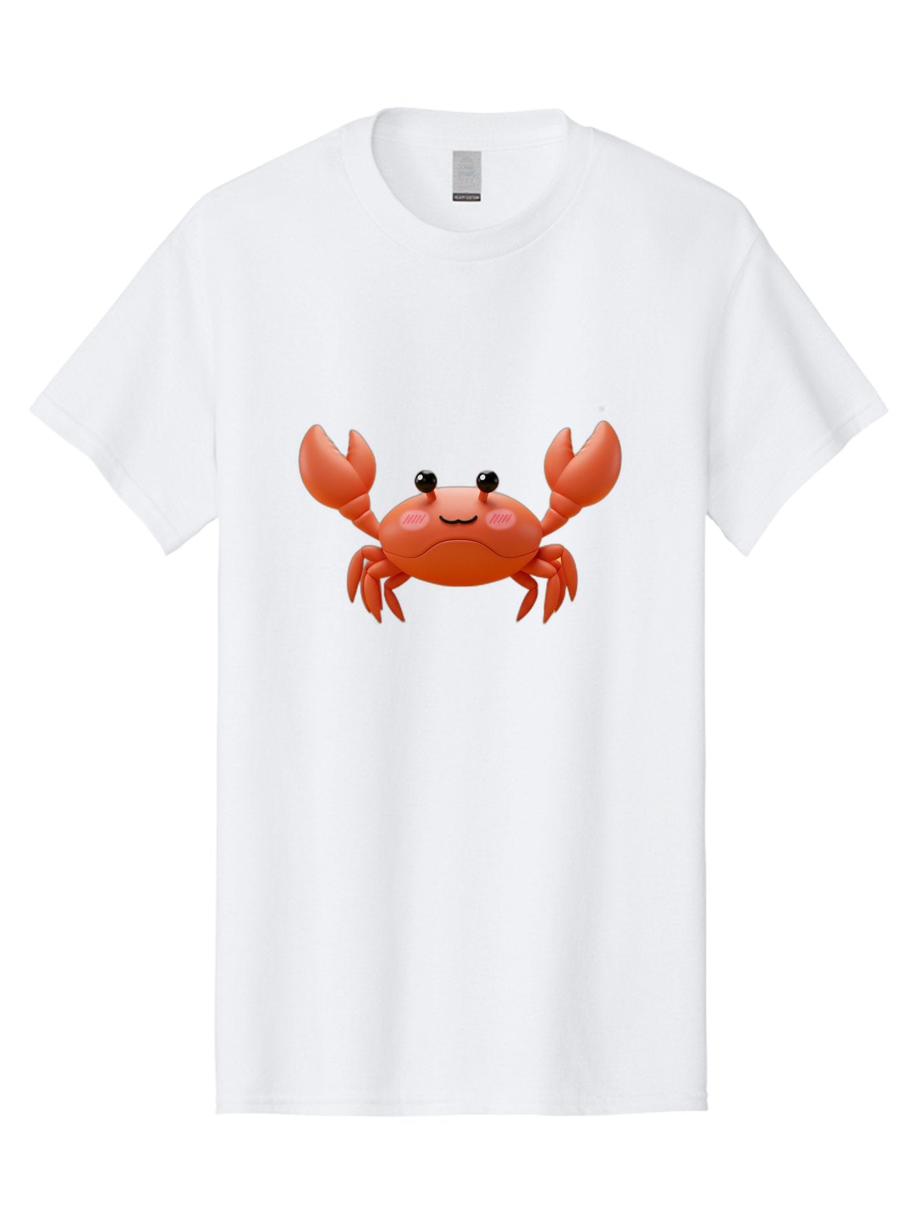 Crab-Emoji Men'S Graphic Tee, 100% Cotton, Comfortable Casual Summer Wear, Machine Washable, Cartoon Crab, Red Crustacean, Smiling Face, Black Eyes, Raised Claws, Cute Emoji, Playful Expression, Digital Illustration, 3D Character Bae161 9