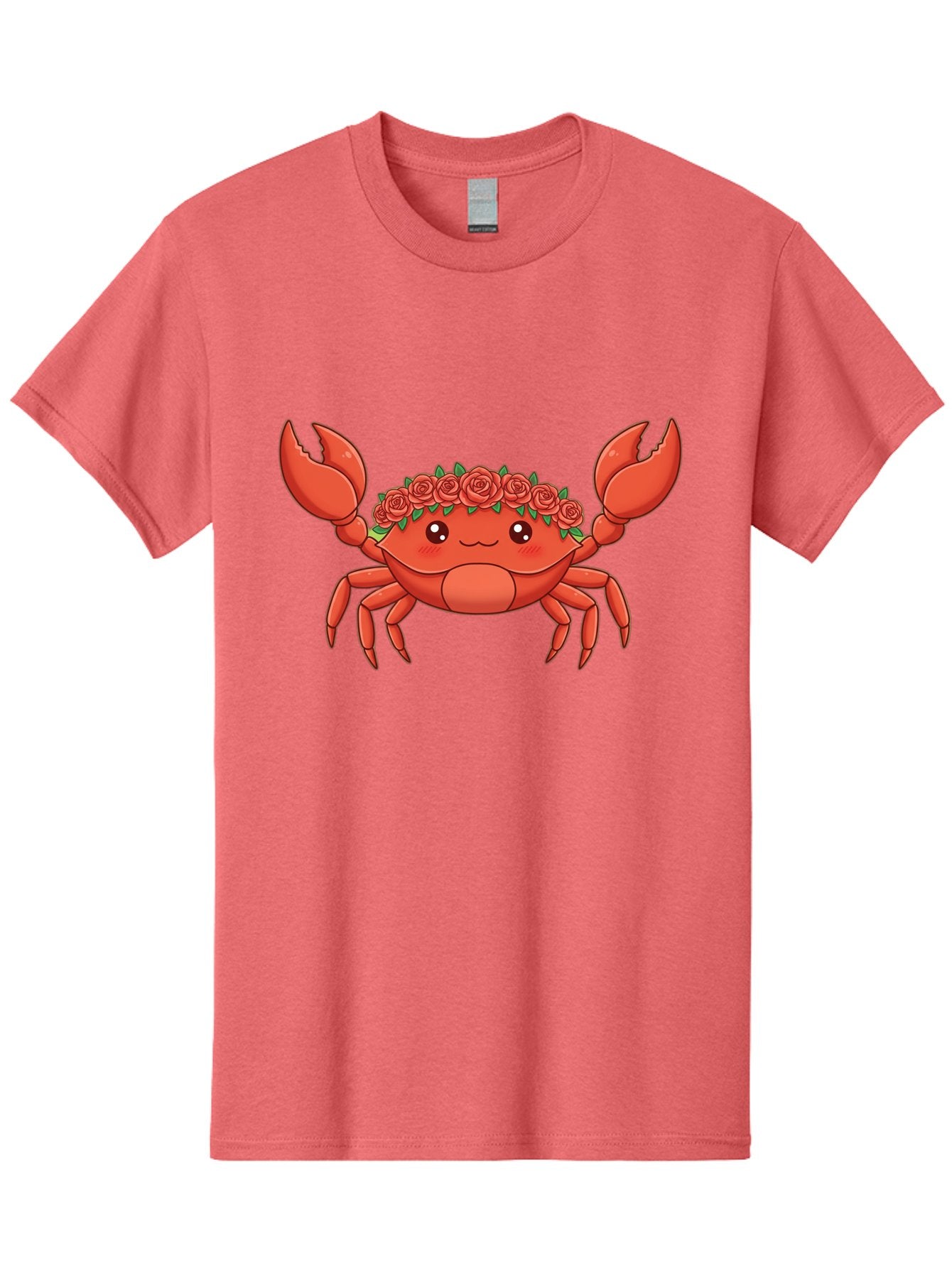 Crab-Wearing-Rose-Crown Men'S Graphic Tee, 100% Cotton, Comfortable Casual Summer Wear, Machine Washable, Cartoon Crab, Red Roses, Floral Crown, Cute Crustacean, Smiling Face, Red Crab, Rose Wreath, Kawaii Art Bae162 15