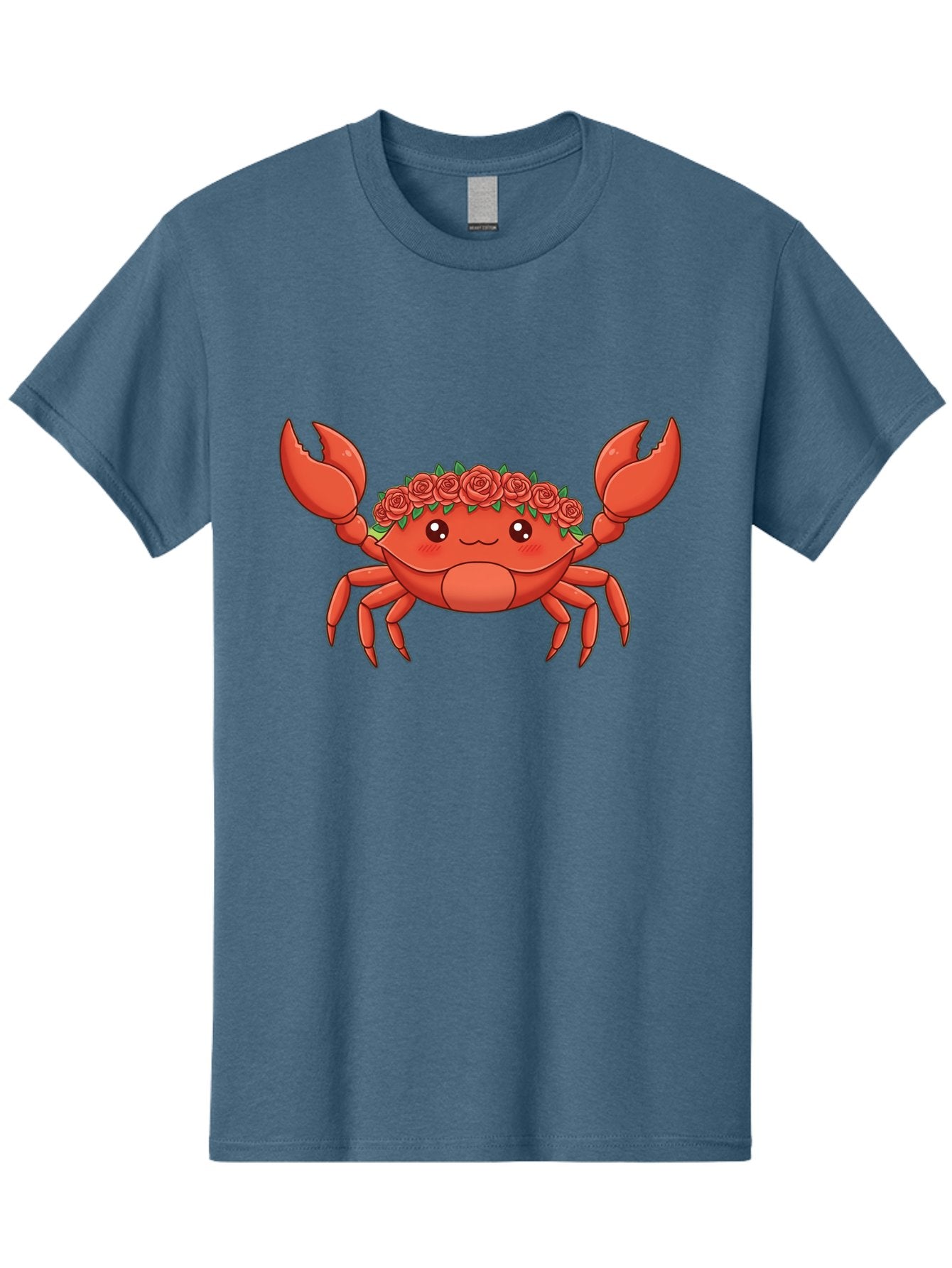 Crab-Wearing-Rose-Crown Men'S Graphic Tee, 100% Cotton, Comfortable Casual Summer Wear, Machine Washable, Cartoon Crab, Red Roses, Floral Crown, Cute Crustacean, Smiling Face, Red Crab, Rose Wreath, Kawaii Art Bae162 12
