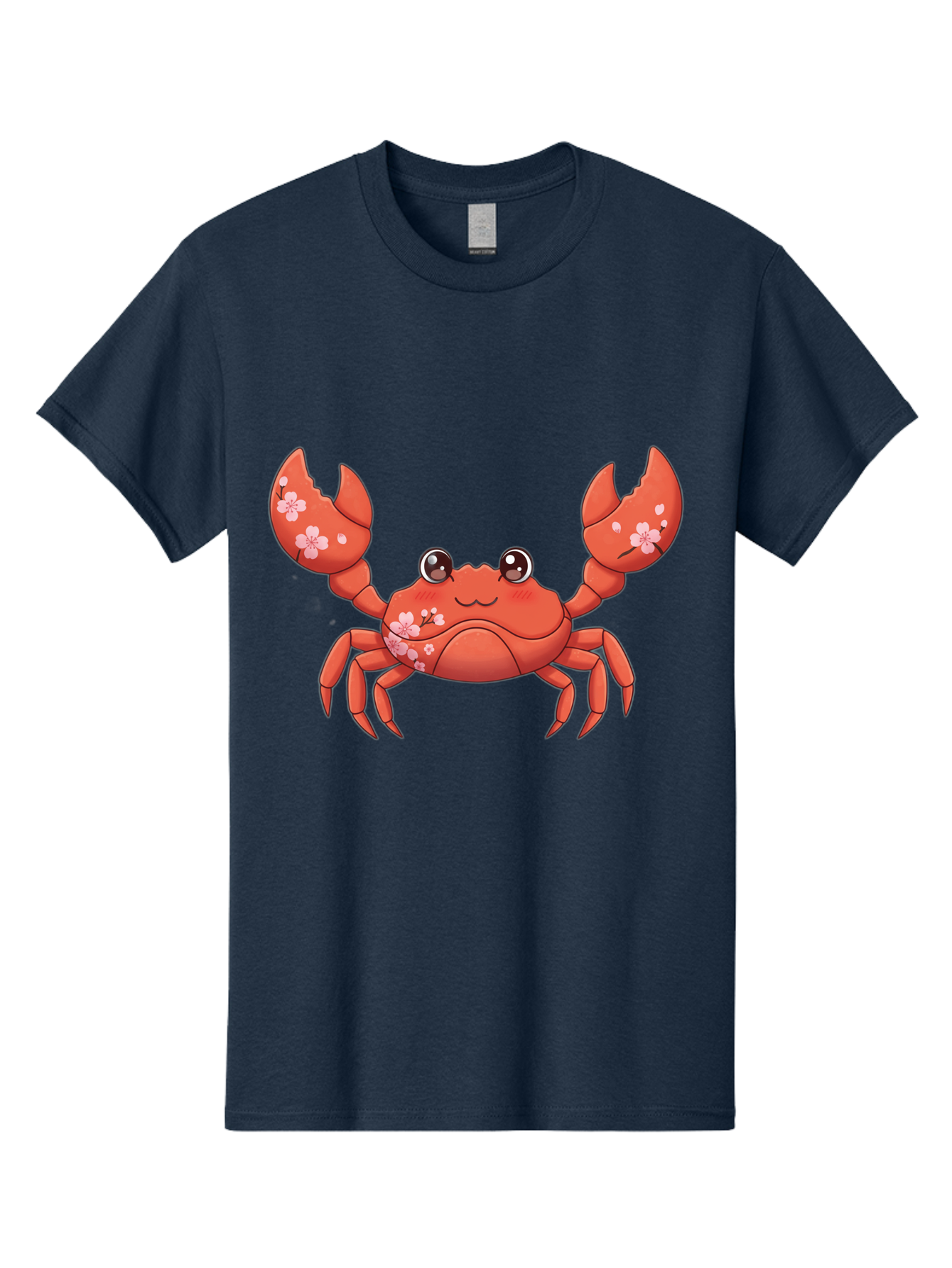 Crab-With-Cherry-Blossoms Men'S Graphic Tee, 100% Cotton, Comfortable Casual Summer Wear, Machine Washable, Cartoon Crab, Cherry Blossoms, Pink Flowers, Cute Crustacean, Anime Style, Kawaii Art, Red Crab, Floral Decorations, Ocean Creature Bae163 15