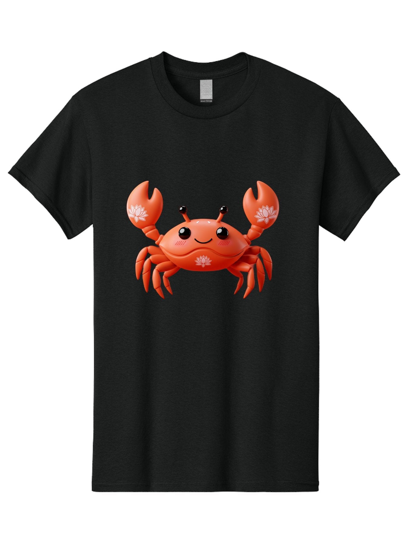 Crab Men'S Graphic Tee, 100% Cotton, Comfortable Casual Summer Wear, Machine Washable, Smiling Crab, Lotus Flower Designs, Cartoon Crustacean, Orange Shellfish, Kawaii Character, Digital Illustration, Sea Creature, Cheerful Animal, Bae167 14