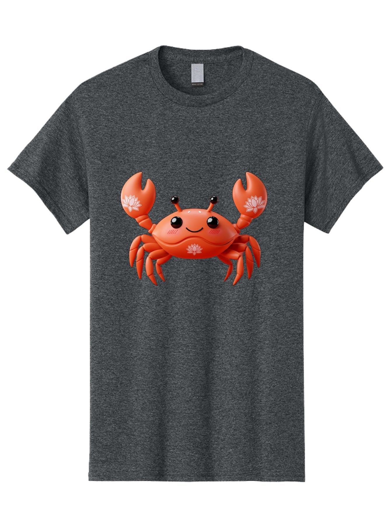 Crab Men'S Graphic Tee, 100% Cotton, Comfortable Casual Summer Wear, Machine Washable, Smiling Crab, Lotus Flower Designs, Cartoon Crustacean, Orange Shellfish, Kawaii Character, Digital Illustration, Sea Creature, Cheerful Animal, Bae167 15