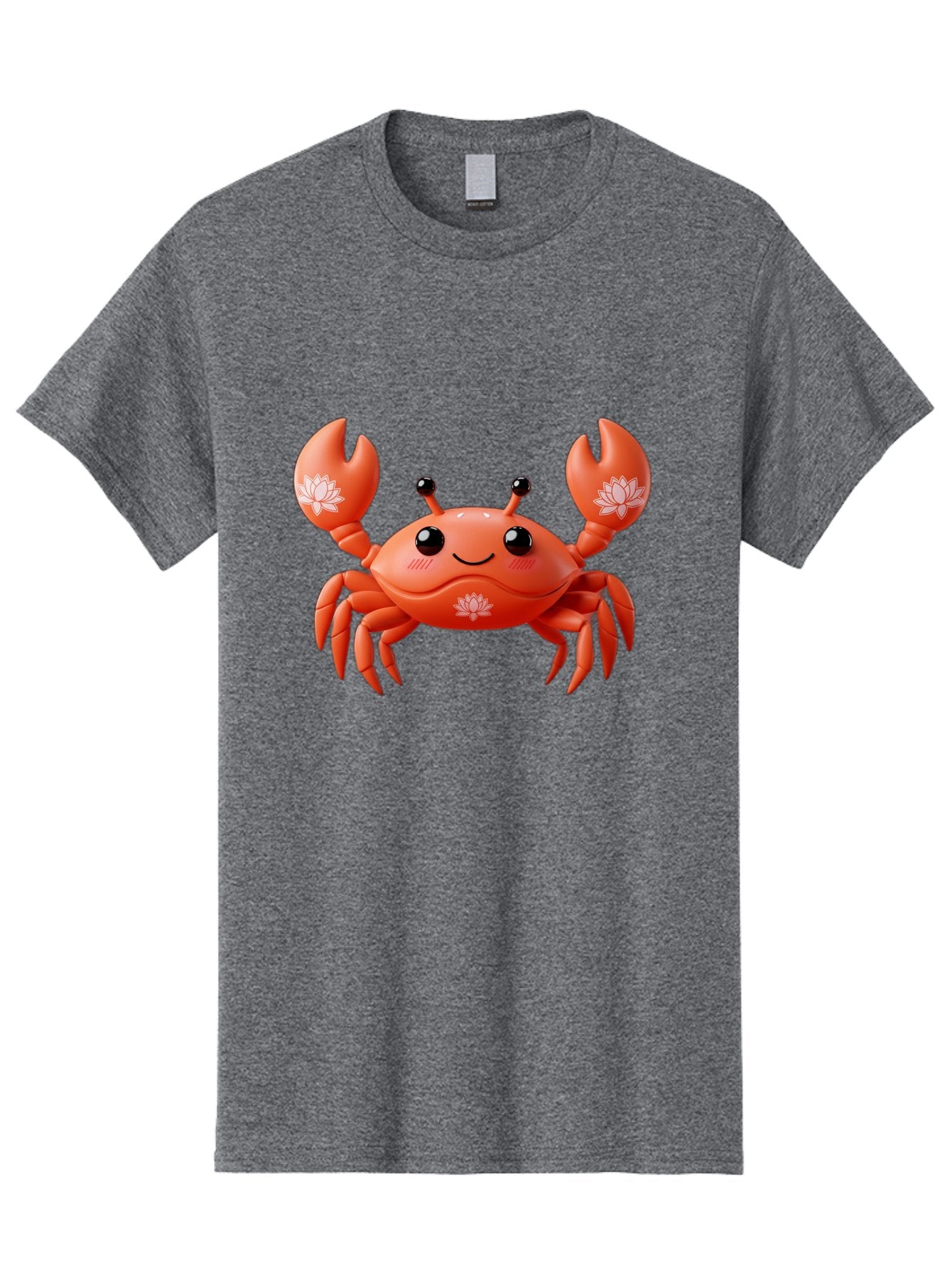 Crab Men'S Graphic Tee, 100% Cotton, Comfortable Casual Summer Wear, Machine Washable, Smiling Crab, Lotus Flower Designs, Cartoon Crustacean, Orange Shellfish, Kawaii Character, Digital Illustration, Sea Creature, Cheerful Animal, Bae167 13