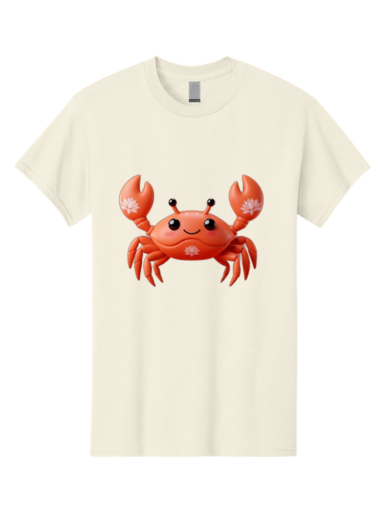 Crab Men'S Graphic Tee, 100% Cotton, Comfortable Casual Summer Wear, Machine Washable, Smiling Crab, Lotus Flower Designs, Cartoon Crustacean, Orange Shellfish, Kawaii Character, Digital Illustration, Sea Creature, Cheerful Animal, Bae167 8