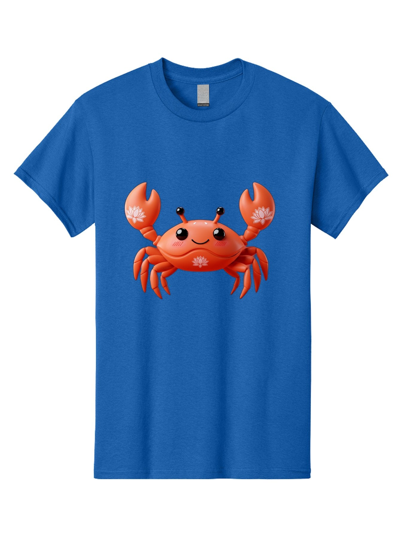 Crab Men'S Graphic Tee, 100% Cotton, Comfortable Casual Summer Wear, Machine Washable, Smiling Crab, Lotus Flower Designs, Cartoon Crustacean, Orange Shellfish, Kawaii Character, Digital Illustration, Sea Creature, Cheerful Animal, Bae167 5