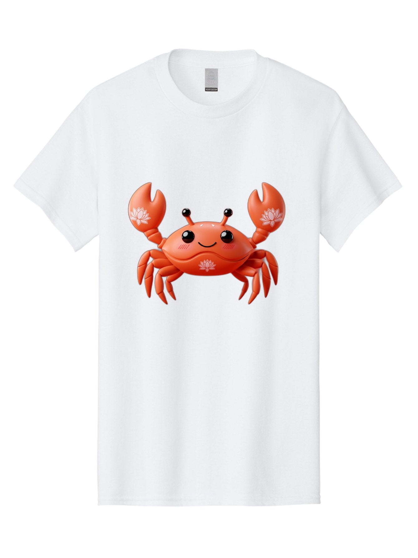Crab Men'S Graphic Tee, 100% Cotton, Comfortable Casual Summer Wear, Machine Washable, Smiling Crab, Lotus Flower Designs, Cartoon Crustacean, Orange Shellfish, Kawaii Character, Digital Illustration, Sea Creature, Cheerful Animal, Bae167 11