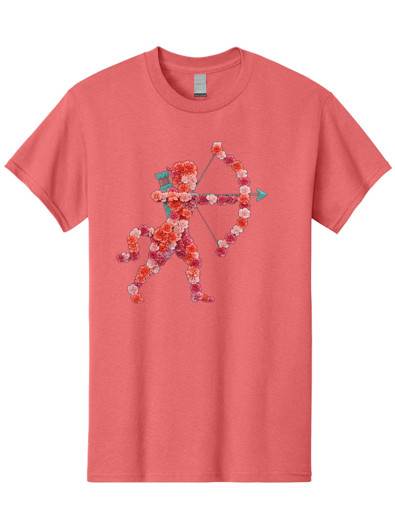 Cupid Men'S Graphic Tee, 100% Cotton, Comfortable Casual Summer Wear, Machine Washable, Cupid Made Of Flowers, Floral Art, Cute Cupid, Flower Power, Love Symbol, Valentine'S Day, Romance, Bow And Arrow, Pink Roses Bae168 4