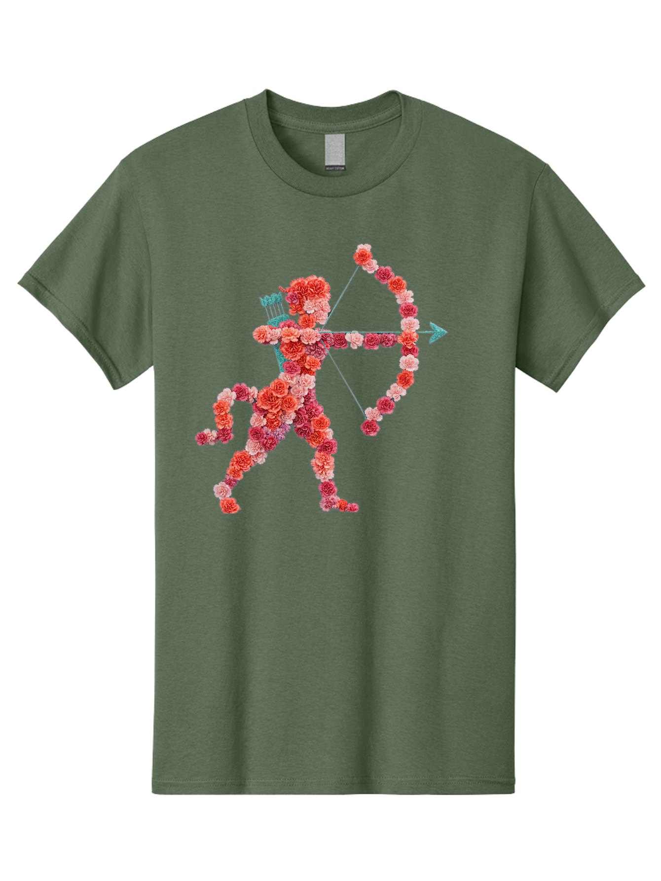 Cupid Men'S Graphic Tee, 100% Cotton, Comfortable Casual Summer Wear, Machine Washable, Cupid Made Of Flowers, Floral Art, Cute Cupid, Flower Power, Love Symbol, Valentine'S Day, Romance, Bow And Arrow, Pink Roses Bae168 5