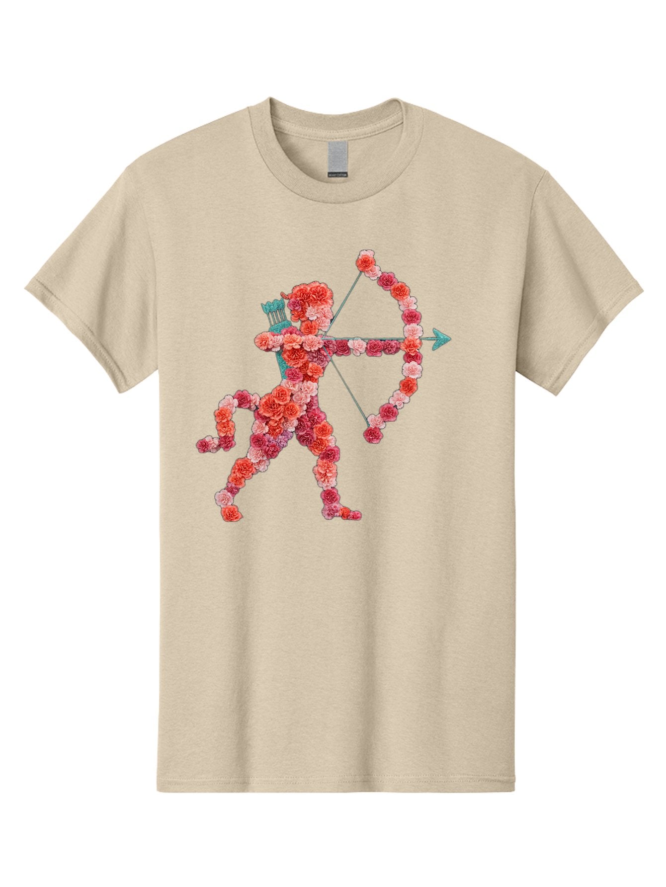 Cupid Men'S Graphic Tee, 100% Cotton, Comfortable Casual Summer Wear, Machine Washable, Cupid Made Of Flowers, Floral Art, Cute Cupid, Flower Power, Love Symbol, Valentine'S Day, Romance, Bow And Arrow, Pink Roses Bae168 12