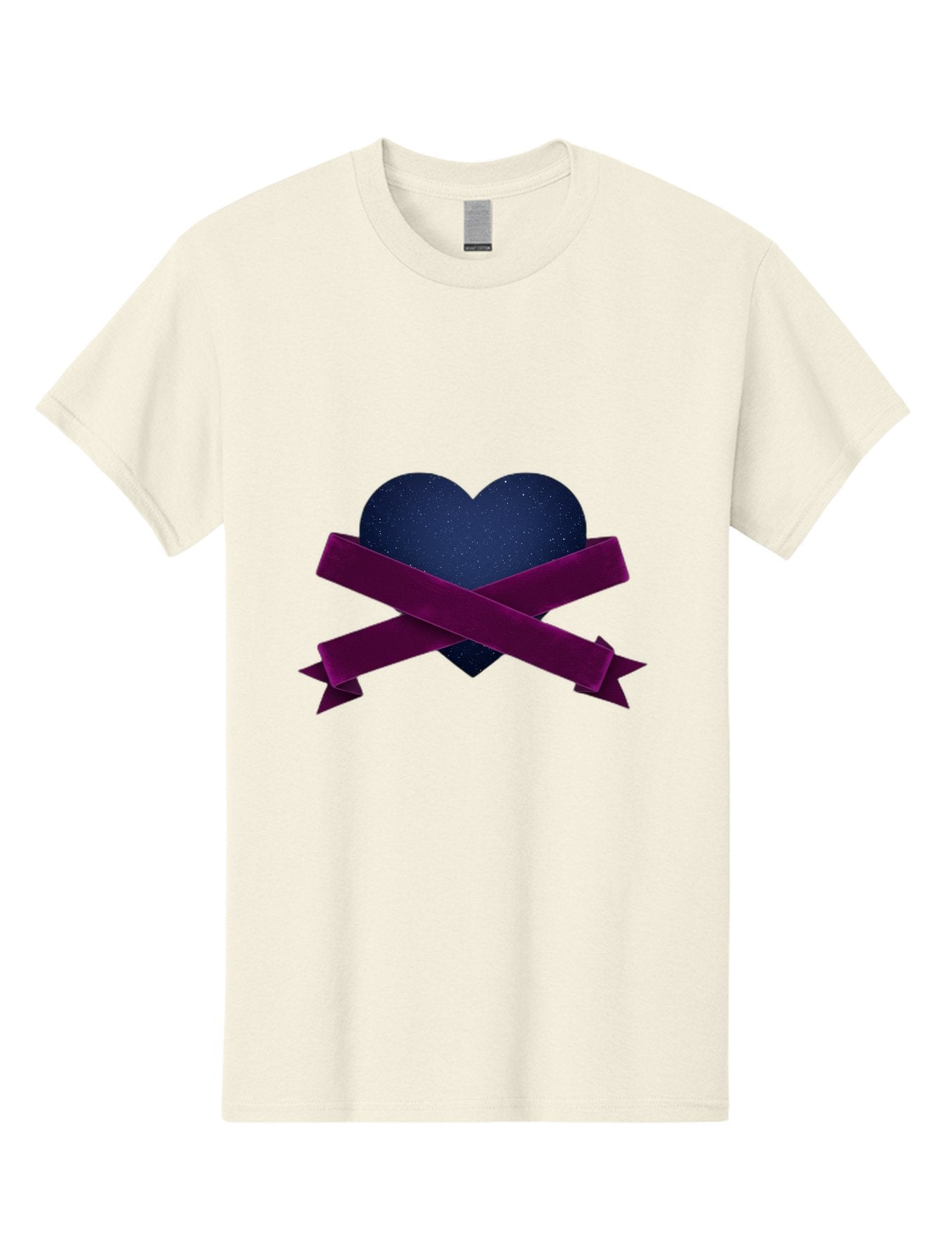 Dark-Heart-With-Ribbon Men'S Graphic Tee, 100% Cotton, Comfortable Casual Summer Wear, Machine Washable, Dark Heart, Purple Ribbon, Heart Shape, Velvet Texture, Symbol Of Love, Mourning Symbol, Grunge Style, Edgy Aesthetic, Dark Romance Bae173 11