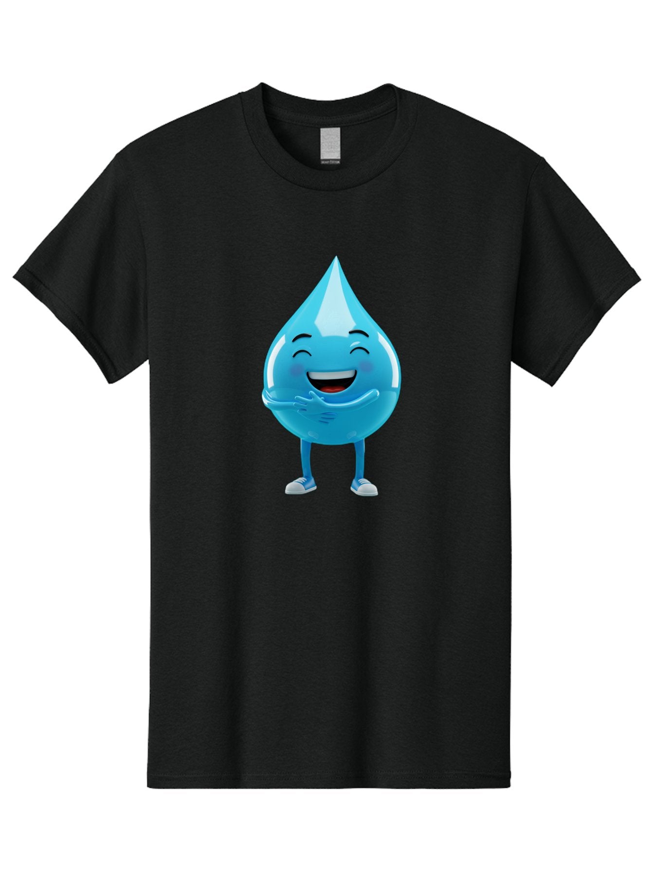 Droplet-Character Men'S Graphic Tee, 100% Cotton, Comfortable Casual Summer Wear, Machine Washable, Water Droplet Character, Happy Face, Smiling Water Drop, Blue Water, Water Conservation, Hydration, Winking Character, Playful Graphic, Bae175 13