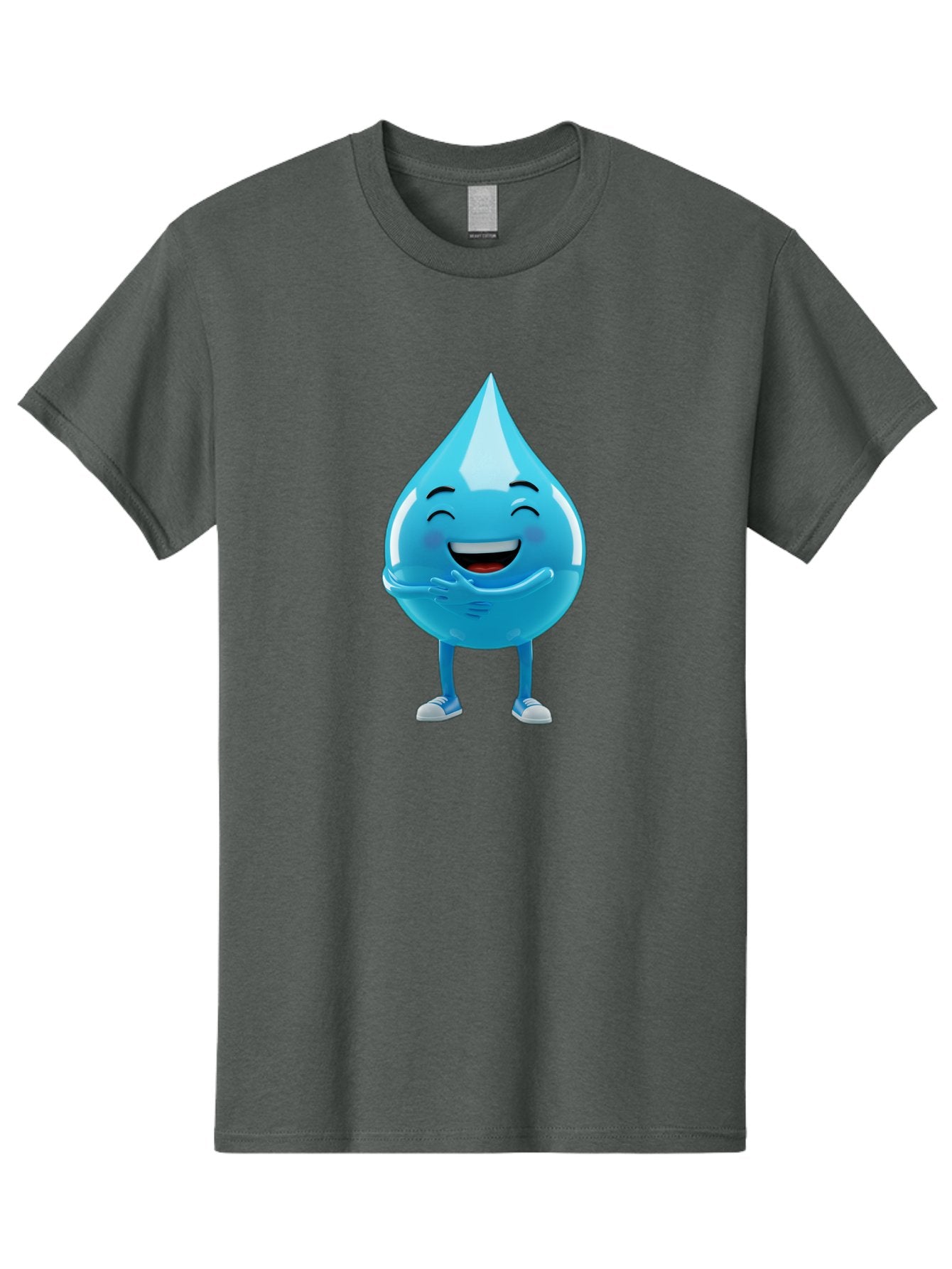 Droplet-Character Men'S Graphic Tee, 100% Cotton, Comfortable Casual Summer Wear, Machine Washable, Water Droplet Character, Happy Face, Smiling Water Drop, Blue Water, Water Conservation, Hydration, Winking Character, Playful Graphic, Bae175 14