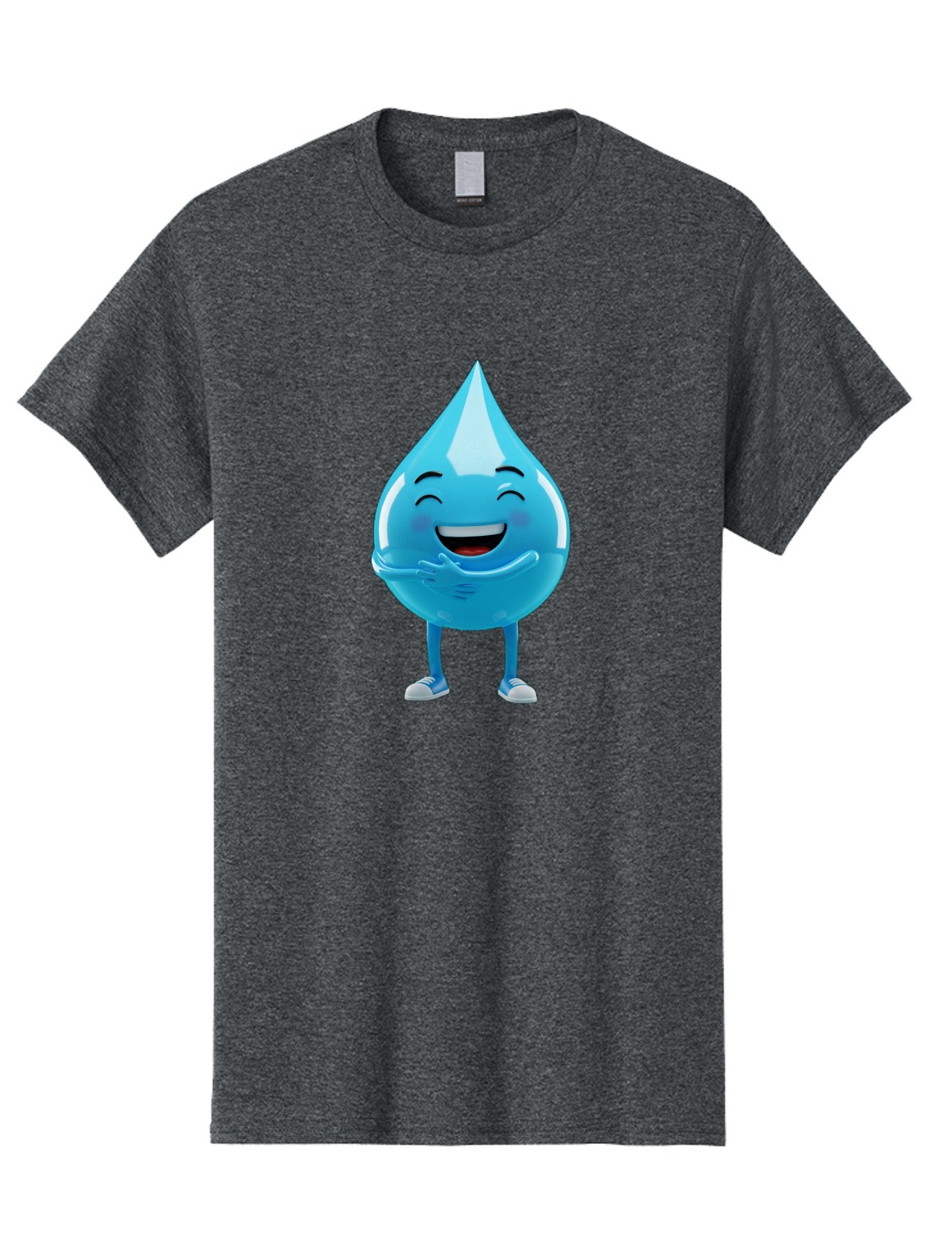 Droplet-Character Men'S Graphic Tee, 100% Cotton, Comfortable Casual Summer Wear, Machine Washable, Water Droplet Character, Happy Face, Smiling Water Drop, Blue Water, Water Conservation, Hydration, Winking Character, Playful Graphic, Bae175 15