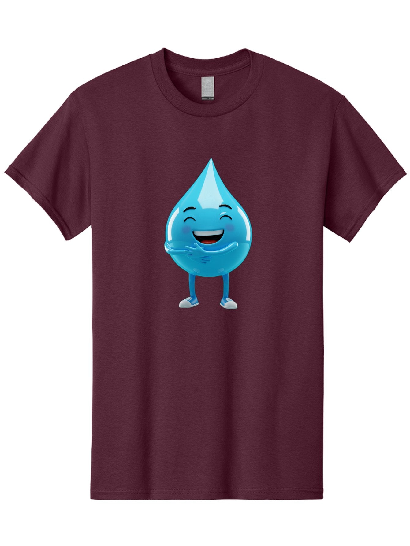 Droplet-Character Men'S Graphic Tee, 100% Cotton, Comfortable Casual Summer Wear, Machine Washable, Water Droplet Character, Happy Face, Smiling Water Drop, Blue Water, Water Conservation, Hydration, Winking Character, Playful Graphic, Bae175 8