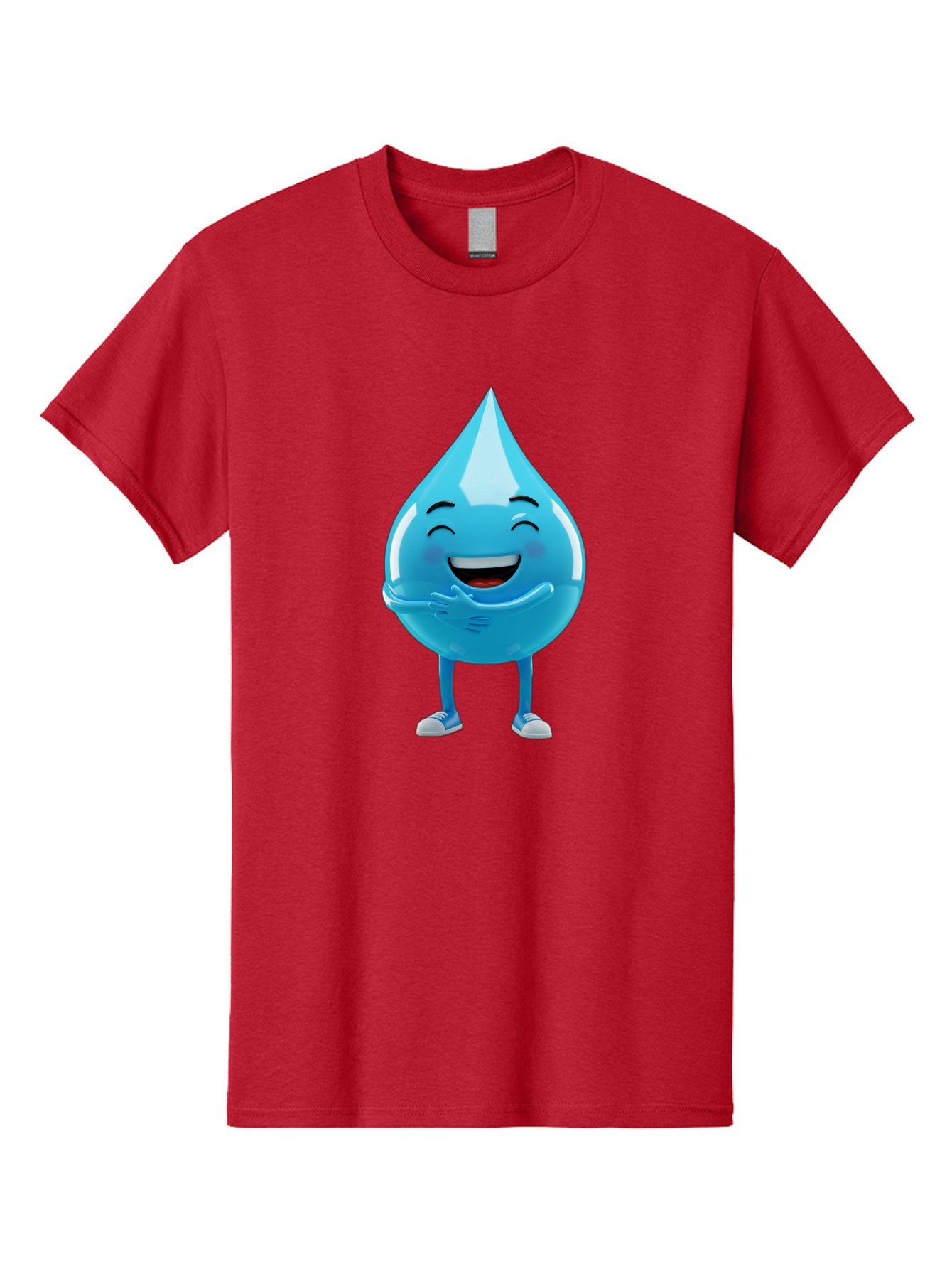 Droplet-Character Men'S Graphic Tee, 100% Cotton, Comfortable Casual Summer Wear, Machine Washable, Water Droplet Character, Happy Face, Smiling Water Drop, Blue Water, Water Conservation, Hydration, Winking Character, Playful Graphic, Bae175 9