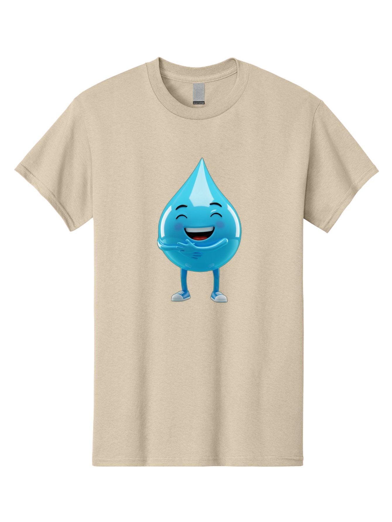 Droplet-Character Men'S Graphic Tee, 100% Cotton, Comfortable Casual Summer Wear, Machine Washable, Water Droplet Character, Happy Face, Smiling Water Drop, Blue Water, Water Conservation, Hydration, Winking Character, Playful Graphic, Bae175 7