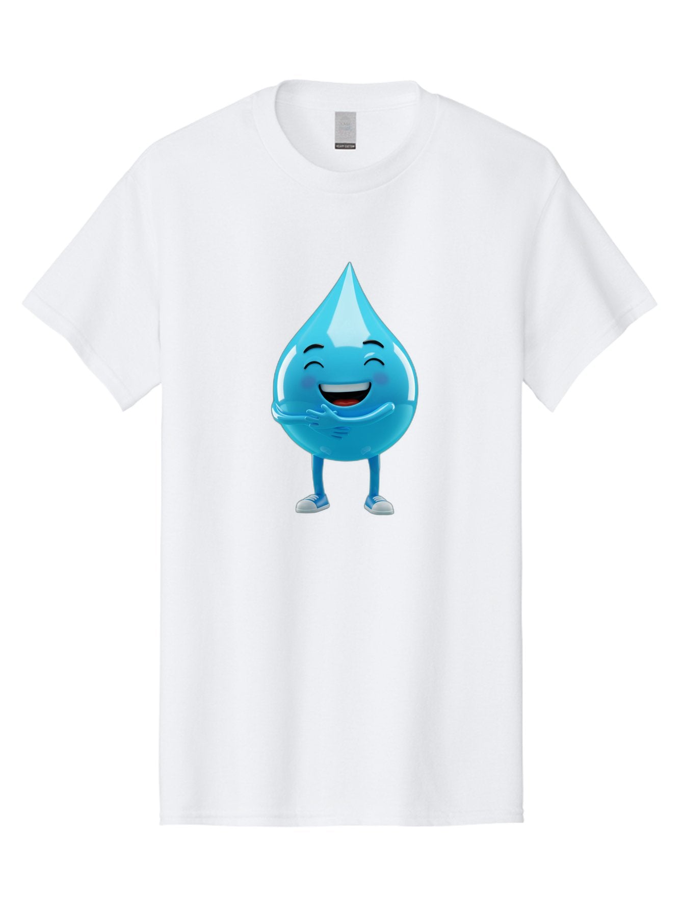 Droplet-Character Men'S Graphic Tee, 100% Cotton, Comfortable Casual Summer Wear, Machine Washable, Water Droplet Character, Happy Face, Smiling Water Drop, Blue Water, Water Conservation, Hydration, Winking Character, Playful Graphic, Bae175 6