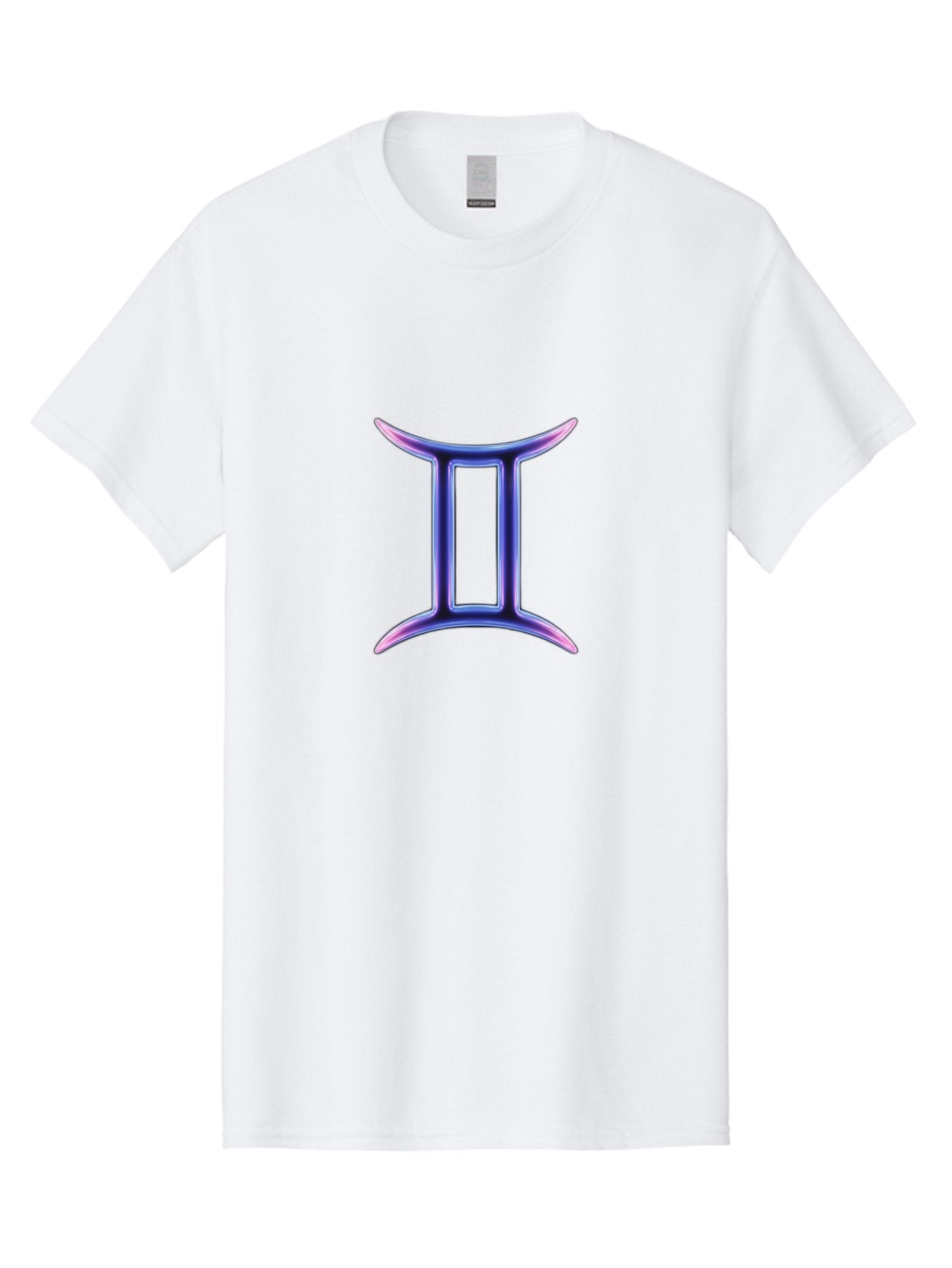 Gemini-Zodiac-Symbol Men'S Graphic Tee, 100% Cotton, Comfortable Casual Summer Wear, Machine Washable, Gemini Zodiac Sign, Astrological Symbol, Purple Gradient, Mystical Icon, Horoscope Sign, Dualistic Representation, Air Sign Bae186