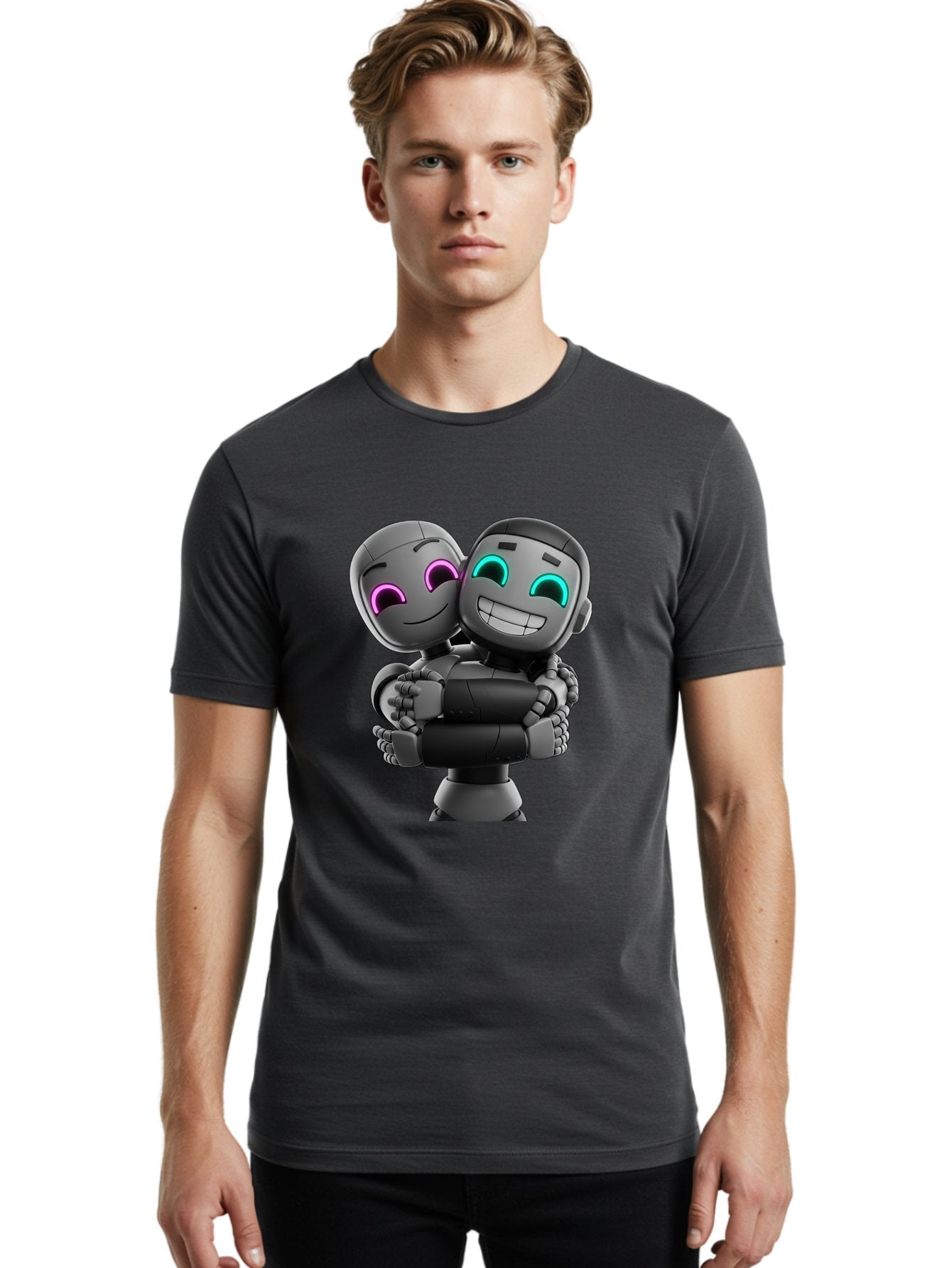 Gemini Men'S Graphic Tee, 100% Cotton, Comfortable Casual Summer Wear, Machine Washable, Ai Robots, Robot Friendship, Digital Companions, Futuristic Technology, Robotic Love, Innovative Design, Artificial Intelligence, Modern Robotics, Bae187 22