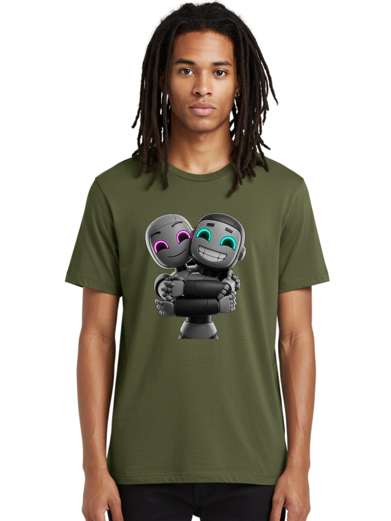 Gemini Men'S Graphic Tee, 100% Cotton, Comfortable Casual Summer Wear, Machine Washable, Ai Robots, Robot Friendship, Digital Companions, Futuristic Technology, Robotic Love, Innovative Design, Artificial Intelligence, Modern Robotics, Bae187 25