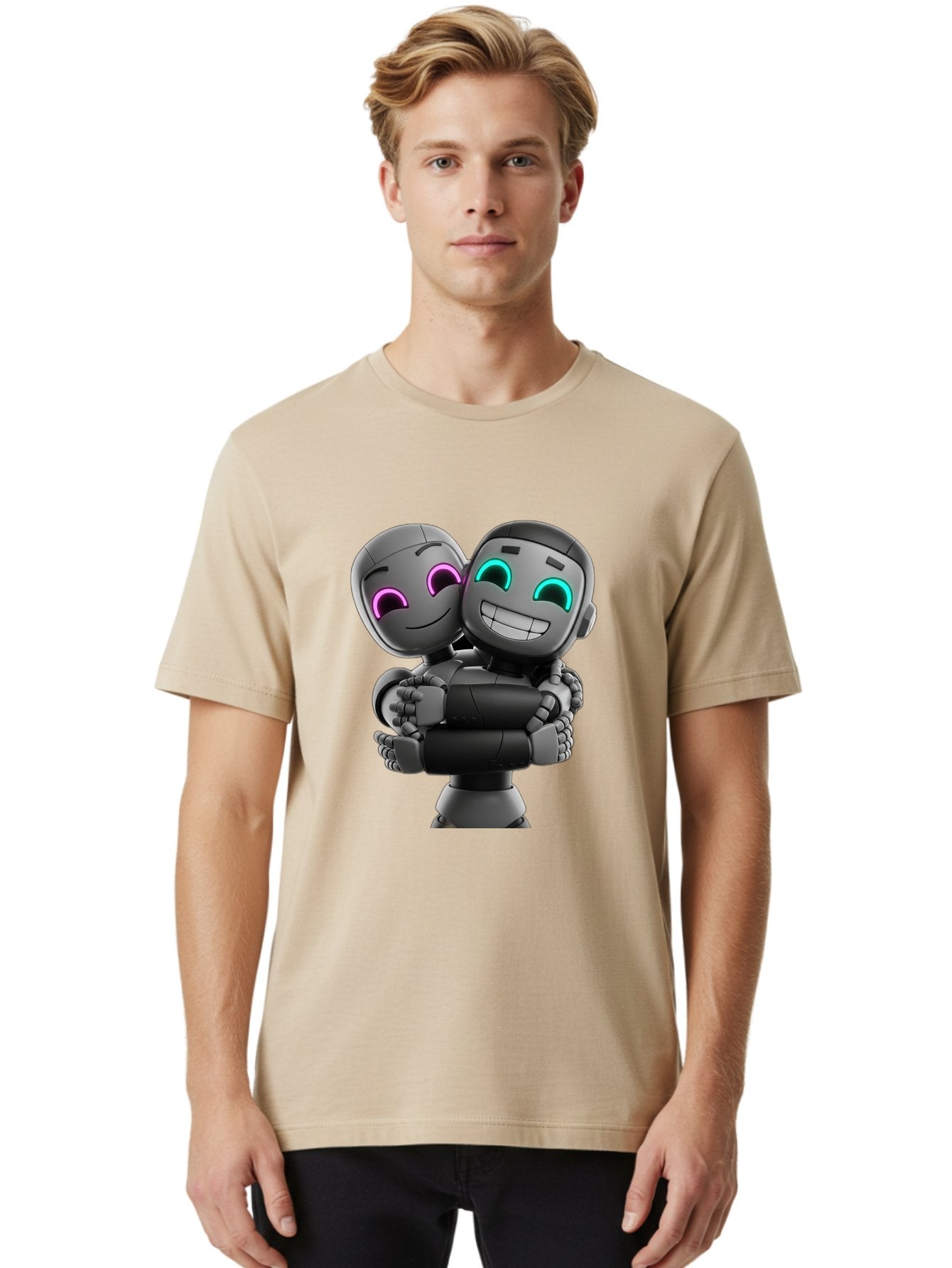 Gemini Men'S Graphic Tee, 100% Cotton, Comfortable Casual Summer Wear, Machine Washable, Ai Robots, Robot Friendship, Digital Companions, Futuristic Technology, Robotic Love, Innovative Design, Artificial Intelligence, Modern Robotics, Bae187 23