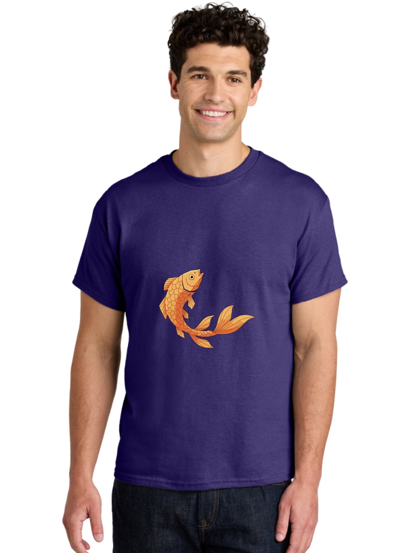 Goldfish-1 Men'S Graphic Tee, 100% Cotton, Comfortable Casual Summer Wear, Machine Washable, Goldfish, Orange Scales, Cartoon Character, Aquatic Life, Fish Illustration, Pet Fish, Koi Fish, Orange Fins, Orange Tail Bae188 18