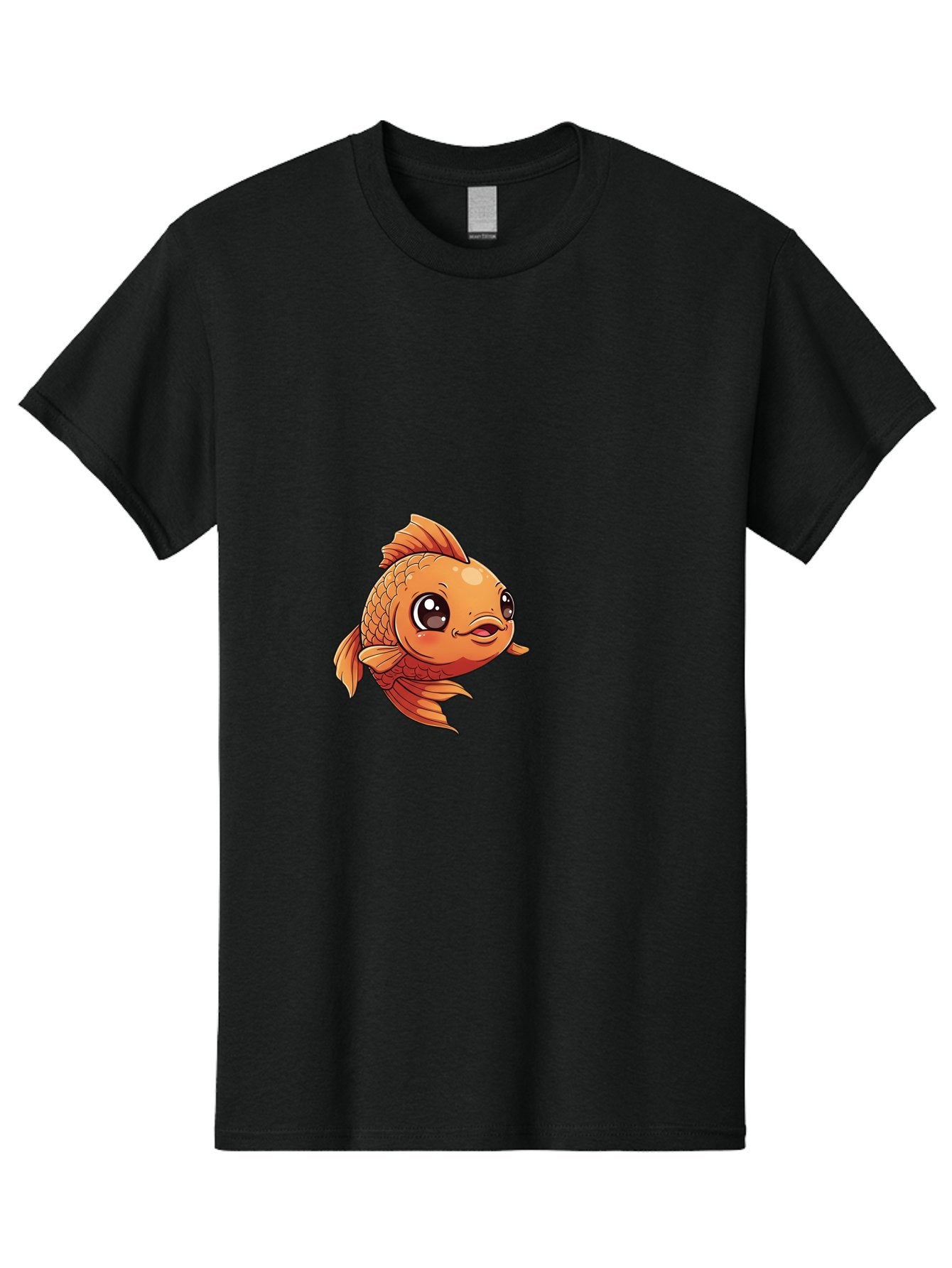 Goldfish Men'S Graphic Tee, 100% Cotton, Comfortable Casual Summer Wear, Machine Washable, Cartoon Goldfish, Orange Fish, Kawaii Character, Adorable Face, Cute Illustration, Whimsical Design, Playful Expression, Digital Art, Animated Character Bae190