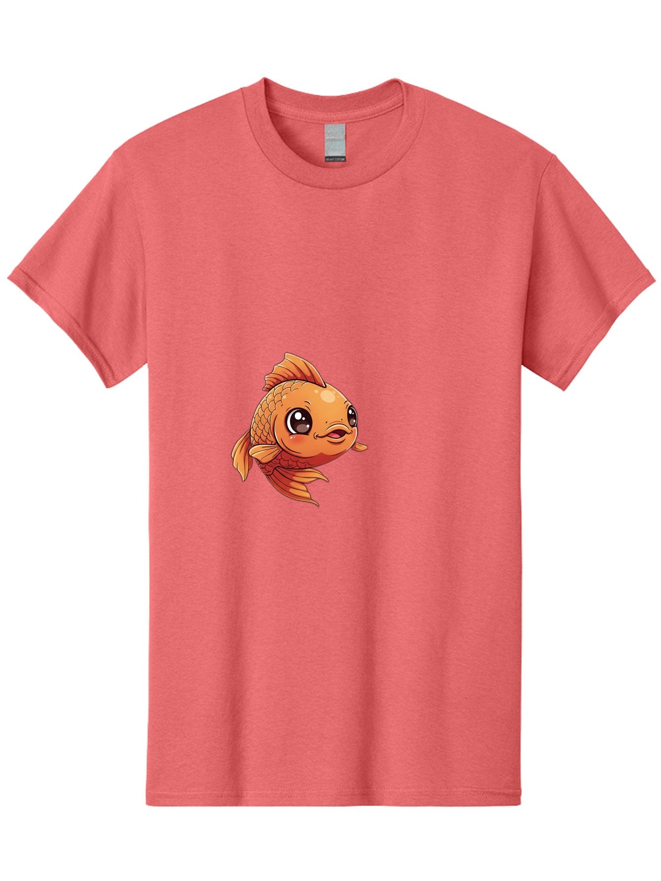 Goldfish Men'S Graphic Tee, 100% Cotton, Comfortable Casual Summer Wear, Machine Washable, Cartoon Goldfish, Orange Fish, Kawaii Character, Adorable Face, Cute Illustration, Whimsical Design, Playful Expression, Digital Art, Animated Character Bae190 4