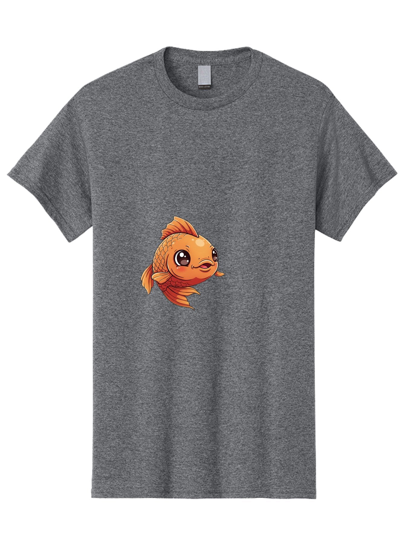 Goldfish Men'S Graphic Tee, 100% Cotton, Comfortable Casual Summer Wear, Machine Washable, Cartoon Goldfish, Orange Fish, Kawaii Character, Adorable Face, Cute Illustration, Whimsical Design, Playful Expression, Digital Art, Animated Character Bae190 9