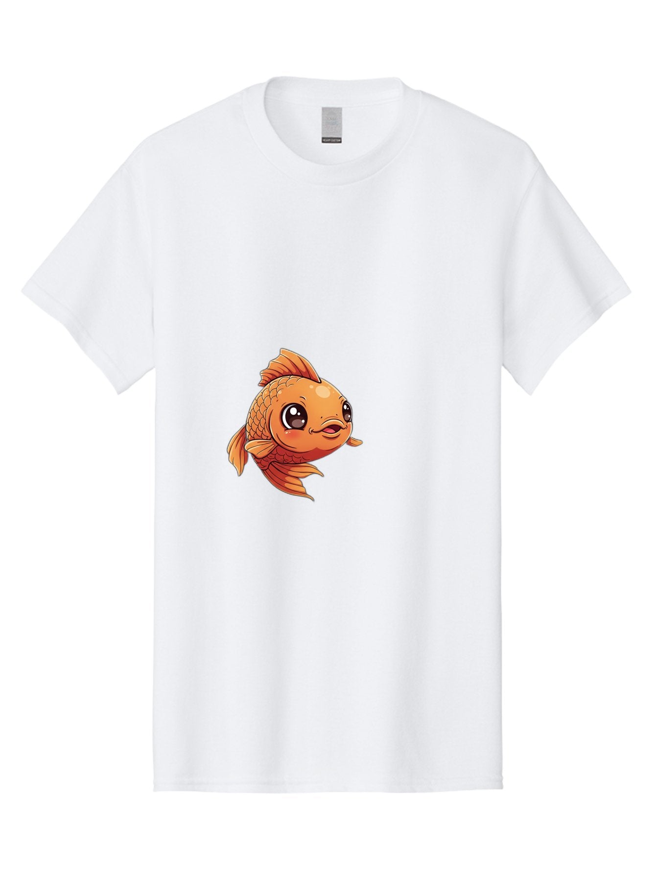 Goldfish Men'S Graphic Tee, 100% Cotton, Comfortable Casual Summer Wear, Machine Washable, Cartoon Goldfish, Orange Fish, Kawaii Character, Adorable Face, Cute Illustration, Whimsical Design, Playful Expression, Digital Art, Animated Character Bae190 6