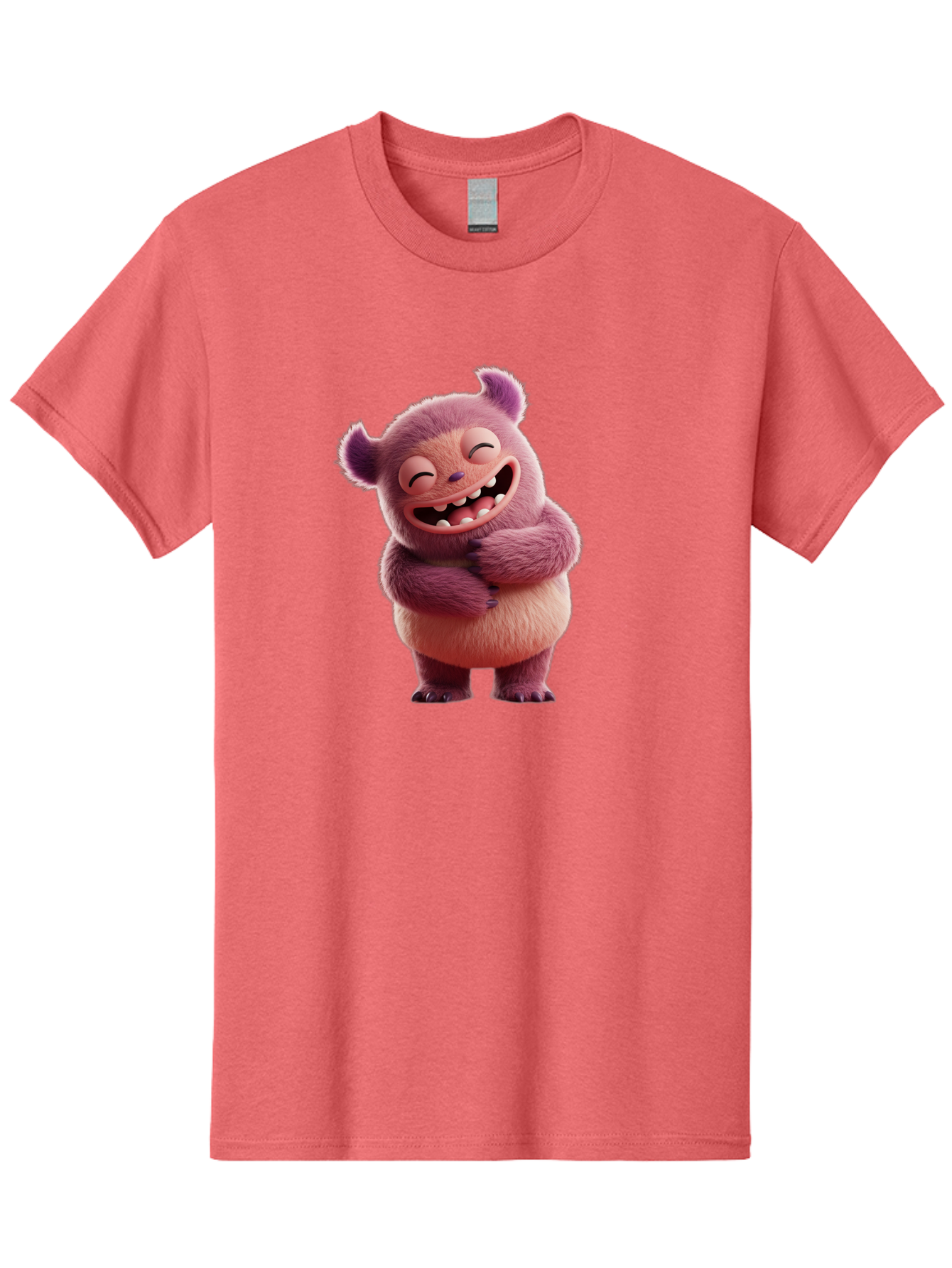 Grumps-Monster Men'S Graphic Tee, 100% Cotton, Comfortable Casual Summer Wear, Machine Washable, Happy Monster, Cartoon Character, Purple Creature, Smiling Face, Embracing Self, Funny Creature, Adorable Monster, Cute Character, Bae193