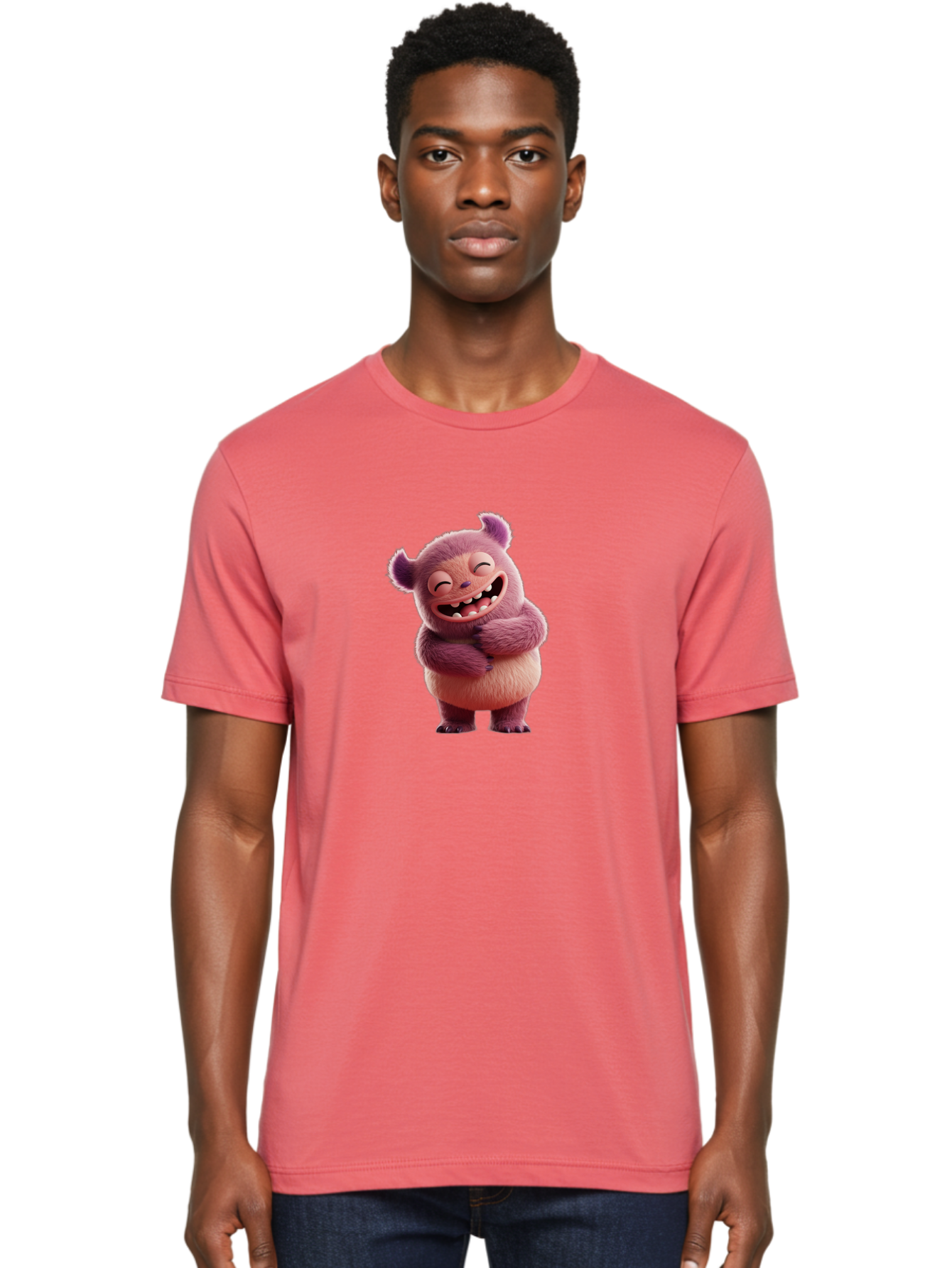 Grumps-Monster Men'S Graphic Tee, 100% Cotton, Comfortable Casual Summer Wear, Machine Washable, Happy Monster, Cartoon Character, Purple Creature, Smiling Face, Embracing Self, Funny Creature, Adorable Monster, Cute Character, Bae193 17