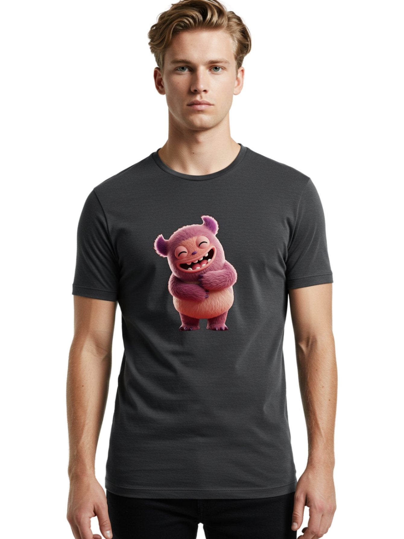 Grumps-Monster Men'S Graphic Tee, 100% Cotton, Comfortable Casual Summer Wear, Machine Washable, Happy Monster, Cartoon Character, Purple Creature, Smiling Face, Embracing Self, Funny Creature, Adorable Monster, Cute Character, Bae193 28