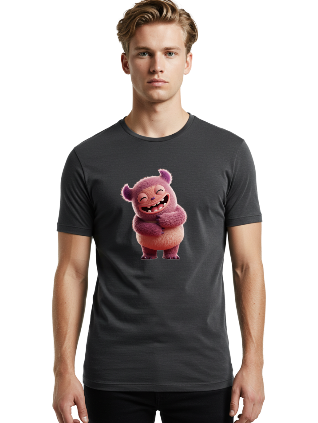 Grumps-Monster Men'S Graphic Tee, 100% Cotton, Comfortable Casual Summer Wear, Machine Washable, Happy Monster, Cartoon Character, Purple Creature, Smiling Face, Embracing Self, Funny Creature, Adorable Monster, Cute Character, Bae193 18