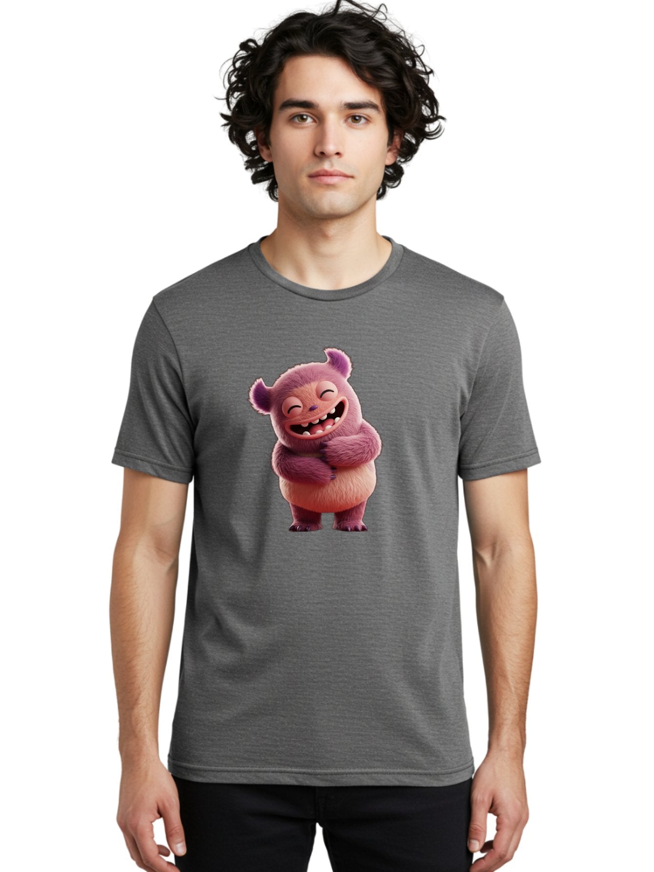 Grumps-Monster Men'S Graphic Tee, 100% Cotton, Comfortable Casual Summer Wear, Machine Washable, Happy Monster, Cartoon Character, Purple Creature, Smiling Face, Embracing Self, Funny Creature, Adorable Monster, Cute Character, Bae193 27