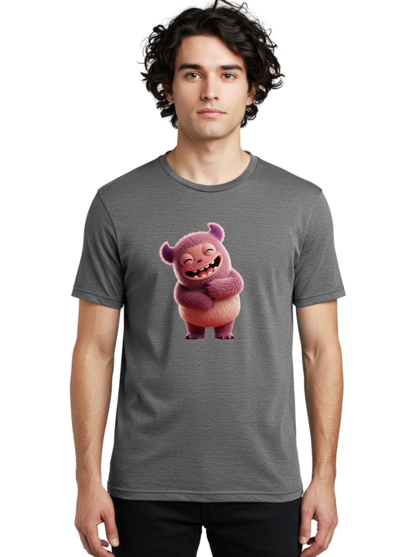 Grumps-Monster Men'S Graphic Tee, 100% Cotton, Comfortable Casual Summer Wear, Machine Washable, Happy Monster, Cartoon Character, Purple Creature, Smiling Face, Embracing Self, Funny Creature, Adorable Monster, Cute Character, Bae193 19