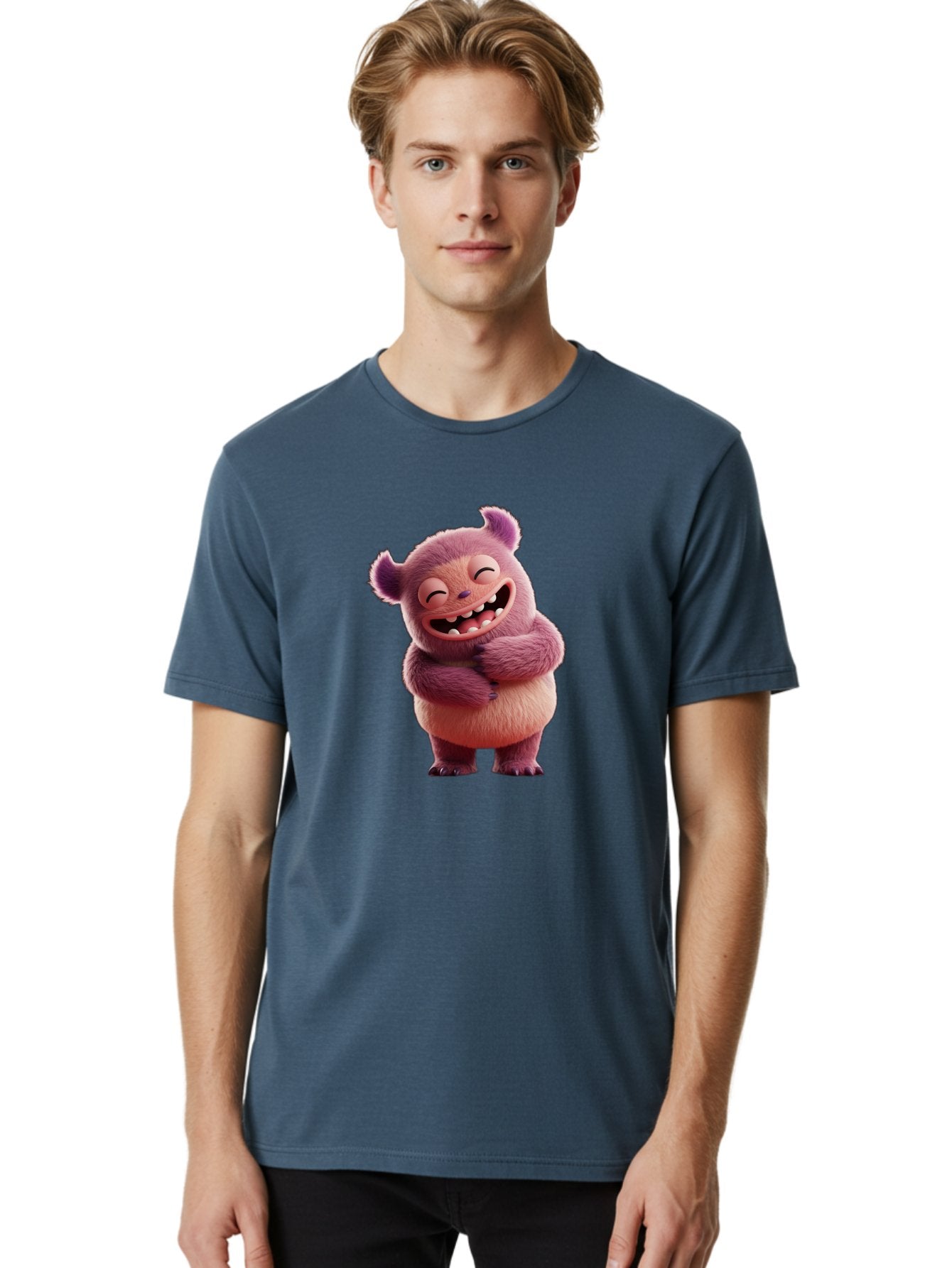 Grumps-Monster Men'S Graphic Tee, 100% Cotton, Comfortable Casual Summer Wear, Machine Washable, Happy Monster, Cartoon Character, Purple Creature, Smiling Face, Embracing Self, Funny Creature, Adorable Monster, Cute Character, Bae193 17