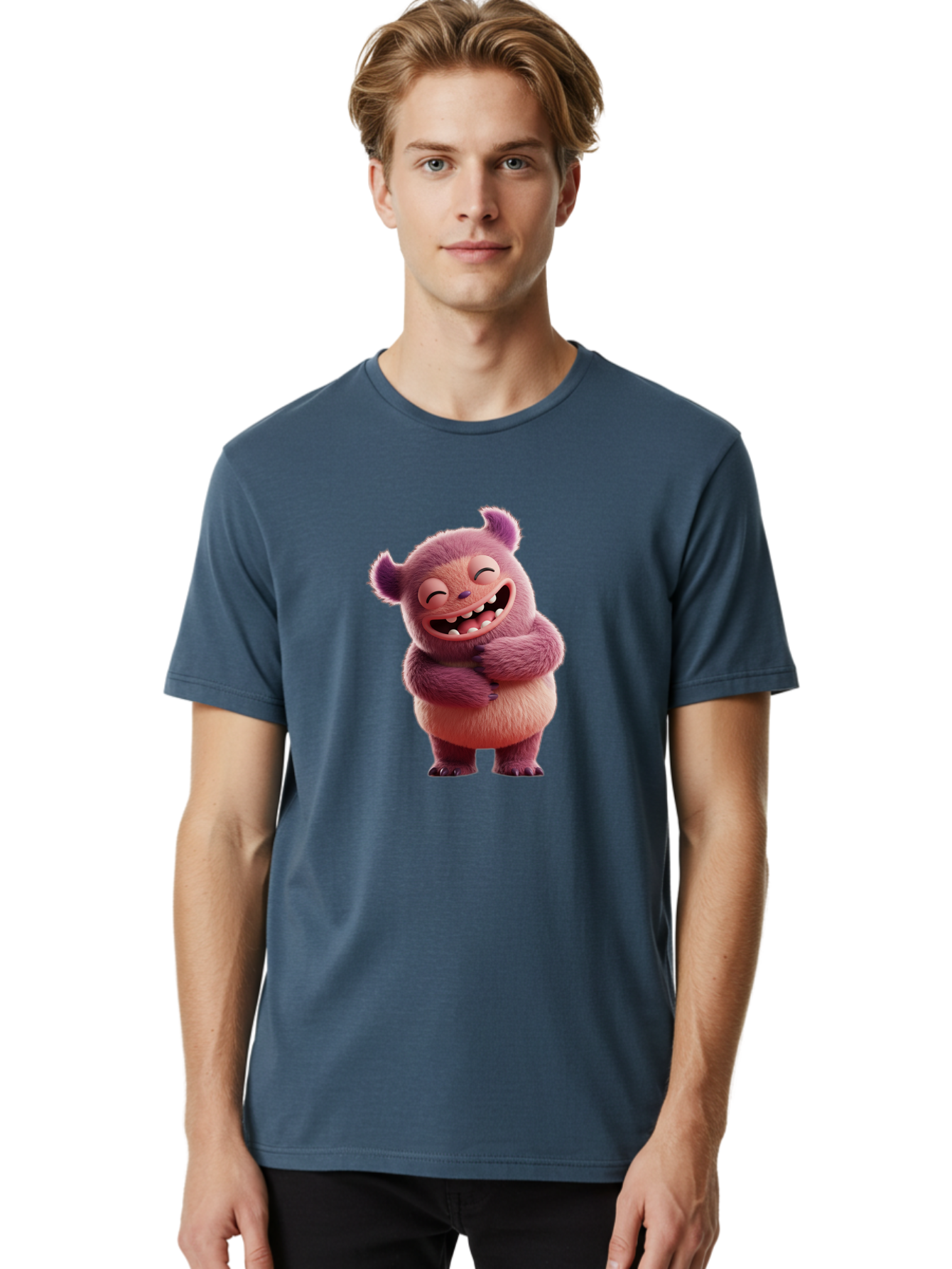 Grumps-Monster Men'S Graphic Tee, 100% Cotton, Comfortable Casual Summer Wear, Machine Washable, Happy Monster, Cartoon Character, Purple Creature, Smiling Face, Embracing Self, Funny Creature, Adorable Monster, Cute Character, Bae193 29