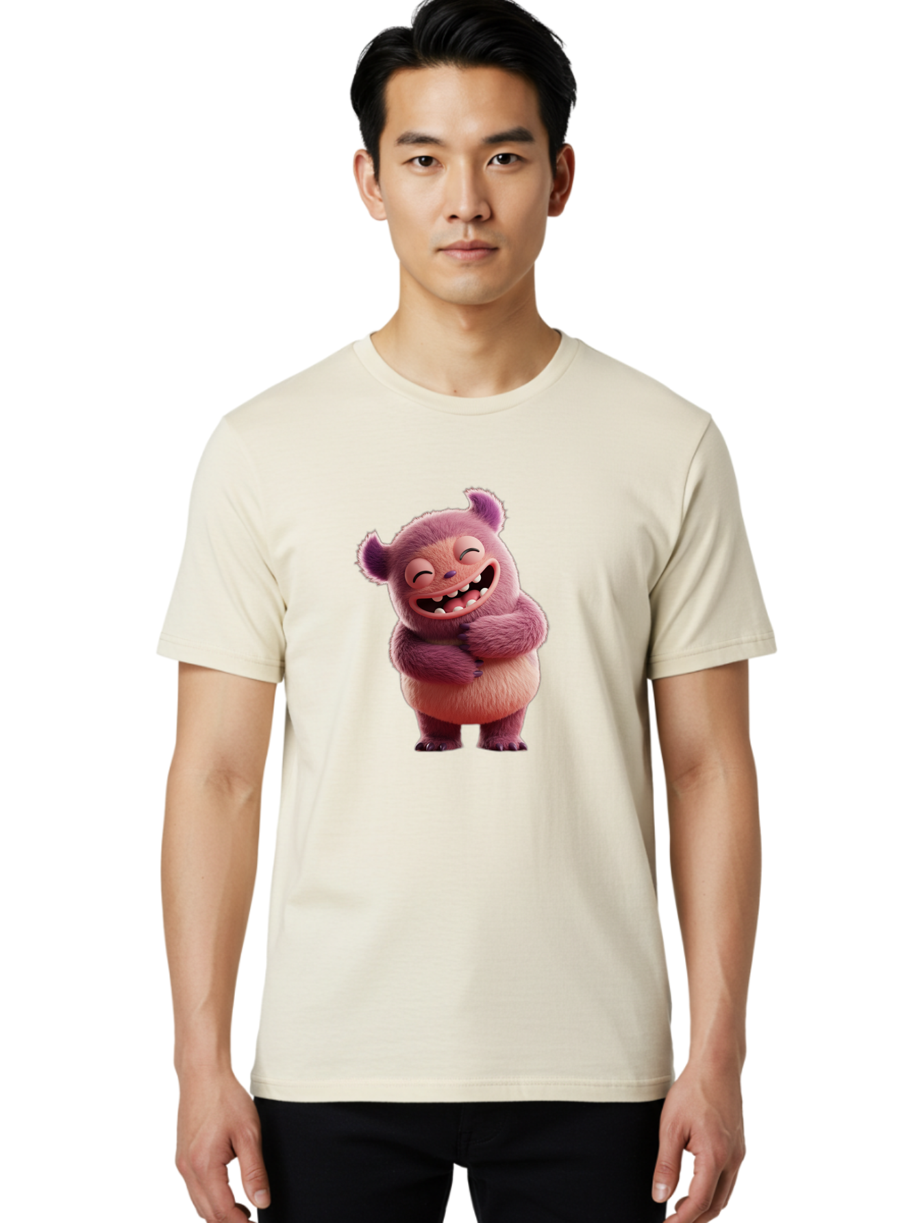 Grumps-Monster Men'S Graphic Tee, 100% Cotton, Comfortable Casual Summer Wear, Machine Washable, Happy Monster, Cartoon Character, Purple Creature, Smiling Face, Embracing Self, Funny Creature, Adorable Monster, Cute Character, Bae193 24