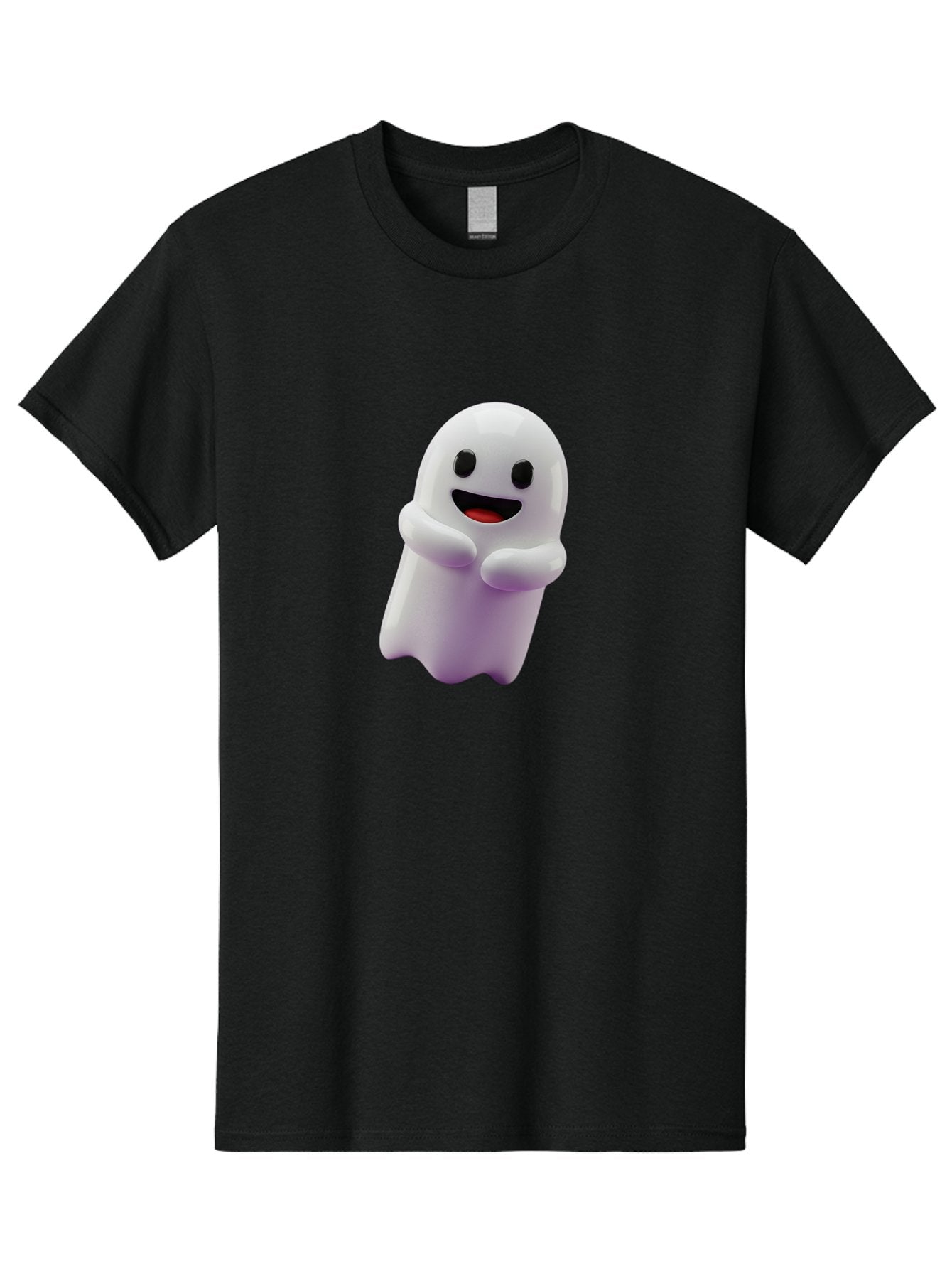 Happy-Ghost Men'S Graphic Tee, 100% Cotton, Comfortable Casual Summer Wear, Machine Washable, Cartoon Ghost, Friendly Spirit, Smiling Face, Cute Character, 3D Illustration, White Ghost, Halloween Theme, Digital Art, Cheerful Design Bae194 13
