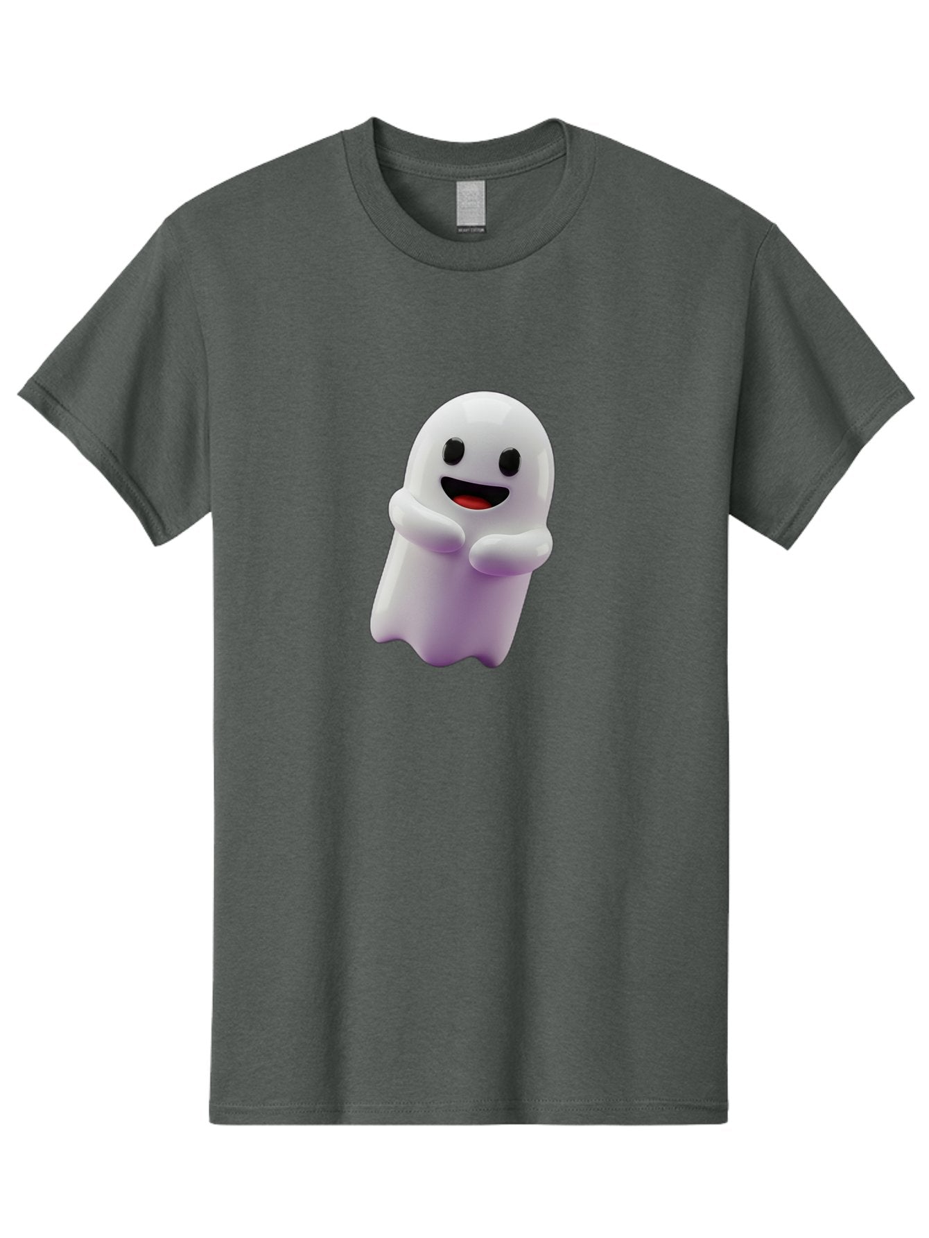 Happy-Ghost Men'S Graphic Tee, 100% Cotton, Comfortable Casual Summer Wear, Machine Washable, Cartoon Ghost, Friendly Spirit, Smiling Face, Cute Character, 3D Illustration, White Ghost, Halloween Theme, Digital Art, Cheerful Design Bae194 3
