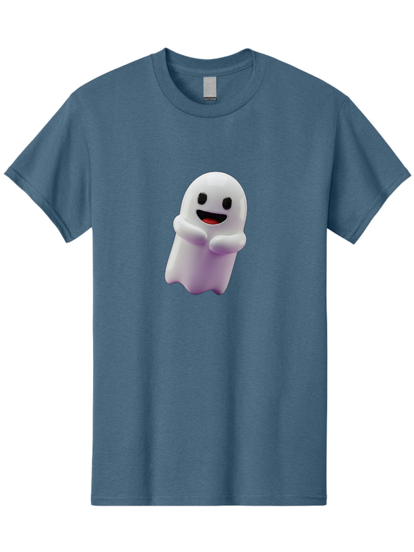Happy-Ghost Men'S Graphic Tee, 100% Cotton, Comfortable Casual Summer Wear, Machine Washable, Cartoon Ghost, Friendly Spirit, Smiling Face, Cute Character, 3D Illustration, White Ghost, Halloween Theme, Digital Art, Cheerful Design Bae194 15