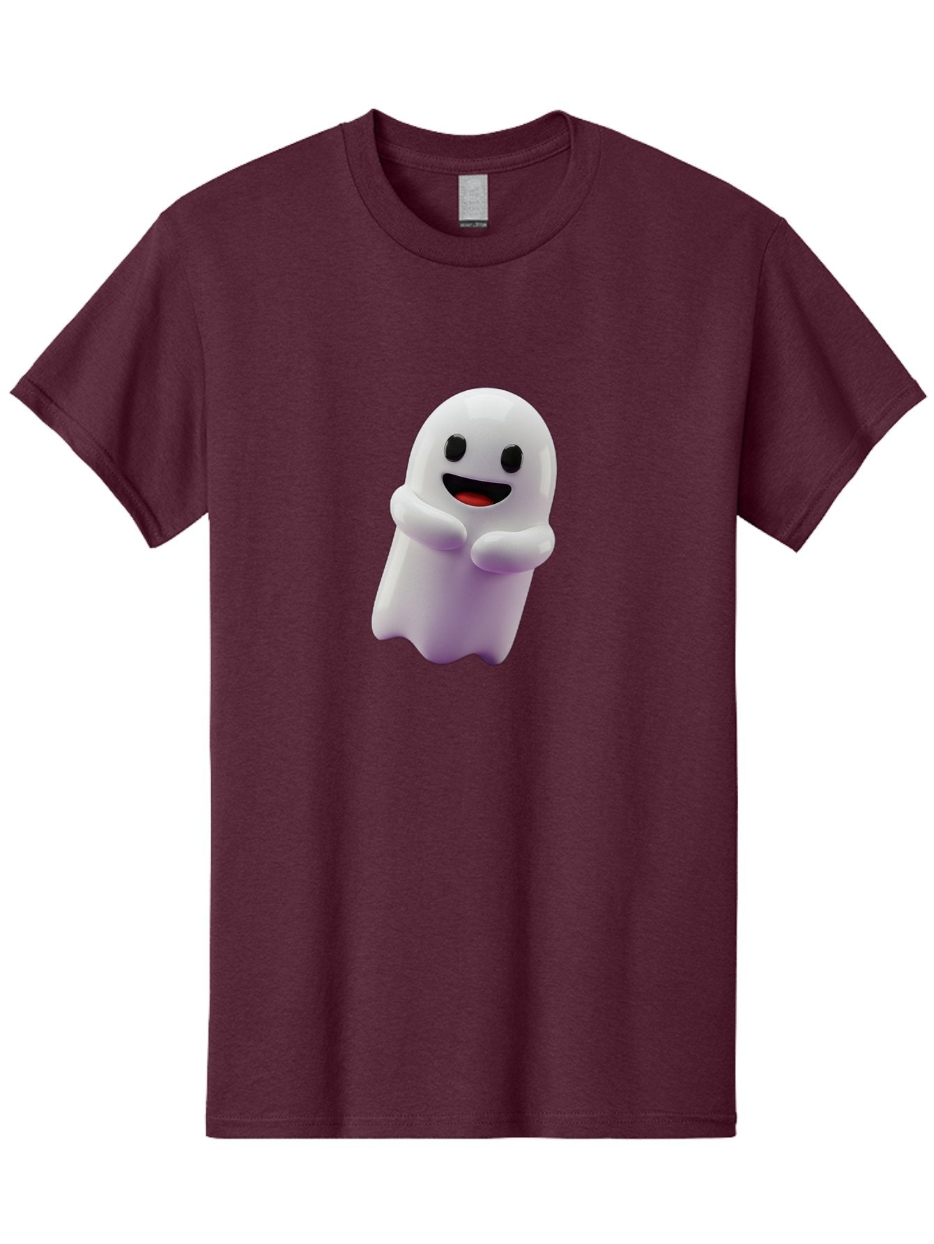 Happy-Ghost Men'S Graphic Tee, 100% Cotton, Comfortable Casual Summer Wear, Machine Washable, Cartoon Ghost, Friendly Spirit, Smiling Face, Cute Character, 3D Illustration, White Ghost, Halloween Theme, Digital Art, Cheerful Design Bae194 10