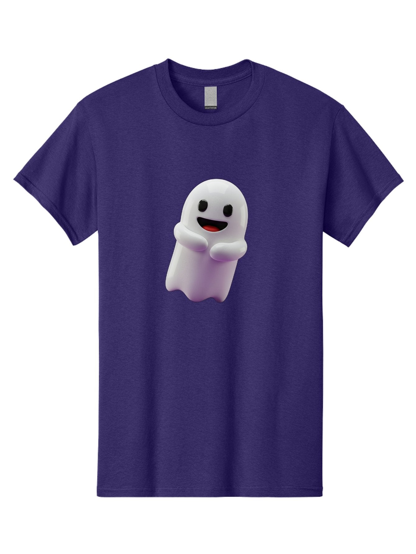 Happy-Ghost Men'S Graphic Tee, 100% Cotton, Comfortable Casual Summer Wear, Machine Washable, Cartoon Ghost, Friendly Spirit, Smiling Face, Cute Character, 3D Illustration, White Ghost, Halloween Theme, Digital Art, Cheerful Design Bae194 11