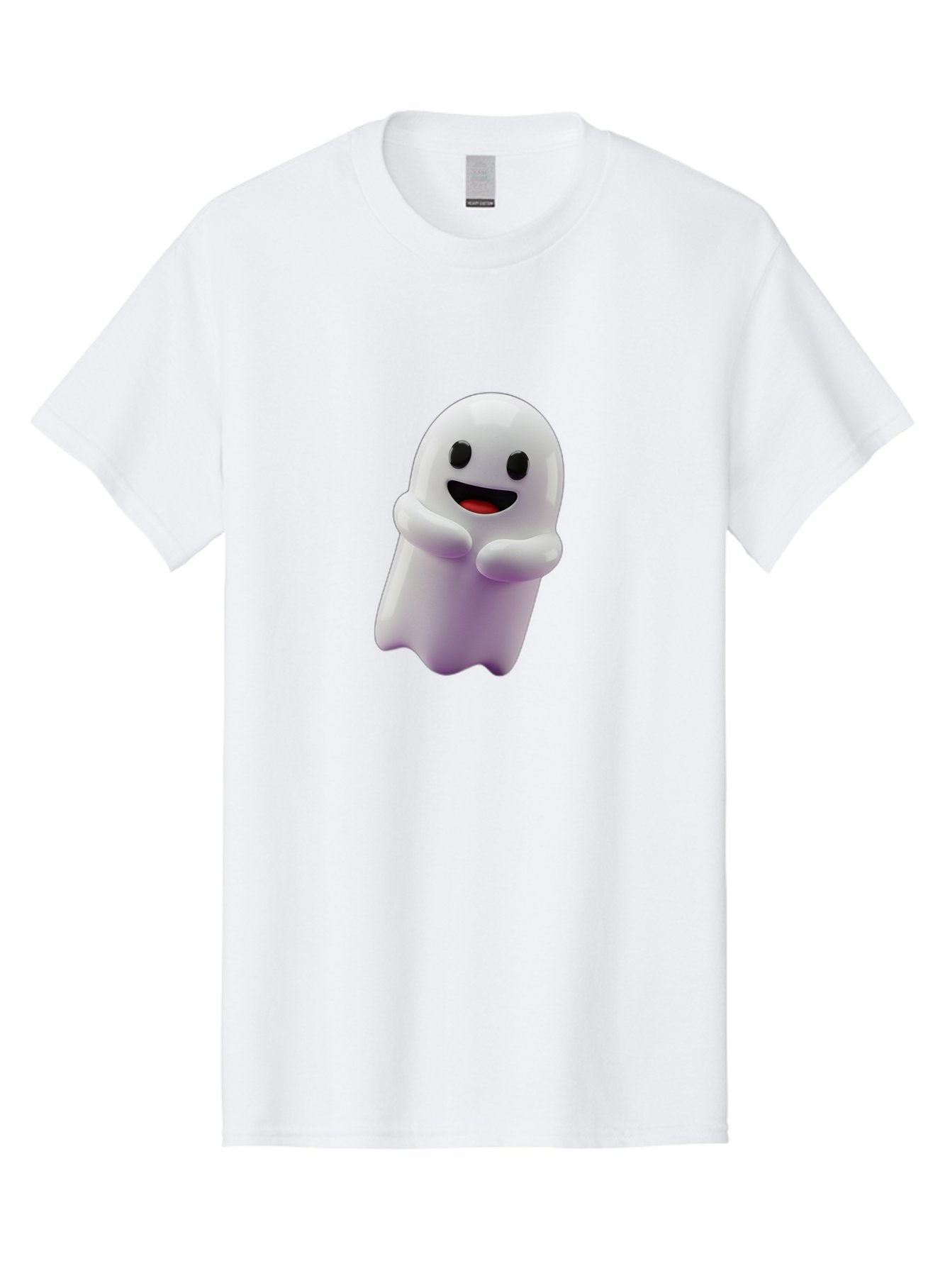 Happy-Ghost Men'S Graphic Tee, 100% Cotton, Comfortable Casual Summer Wear, Machine Washable, Cartoon Ghost, Friendly Spirit, Smiling Face, Cute Character, 3D Illustration, White Ghost, Halloween Theme, Digital Art, Cheerful Design Bae194 12
