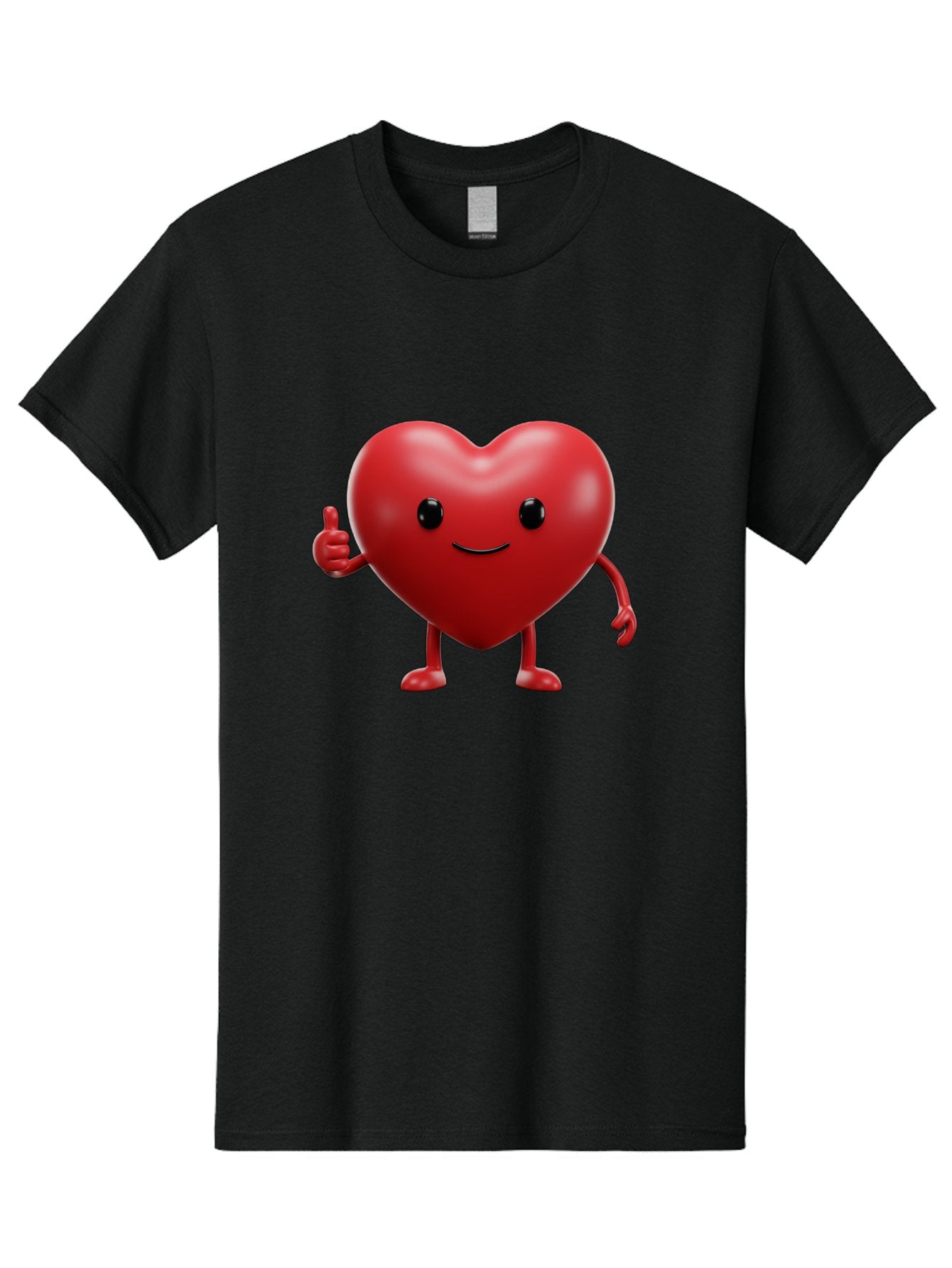 Happy-Heart Men'S Graphic Tee, 100% Cotton, Comfortable Casual Summer Wear, Machine Washable, Red Heart Character, Smiling Face, Thumbs Up, Cartoon Style, Heart Icon, Positive Attitude, Friendly Gesture, Love Symbol, Cute Design Bae195 11