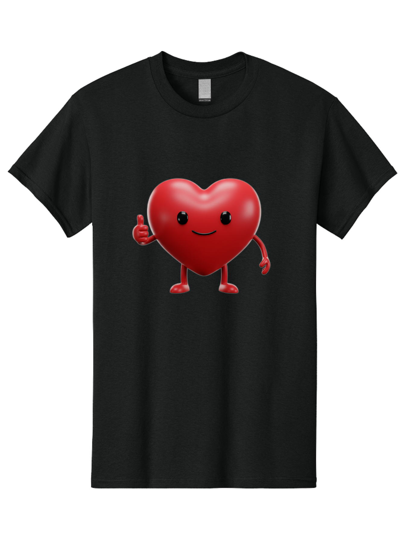 Happy-Heart Men'S Graphic Tee, 100% Cotton, Comfortable Casual Summer Wear, Machine Washable, Red Heart Character, Smiling Face, Thumbs Up, Cartoon Style, Heart Icon, Positive Attitude, Friendly Gesture, Love Symbol, Cute Design Bae195 4