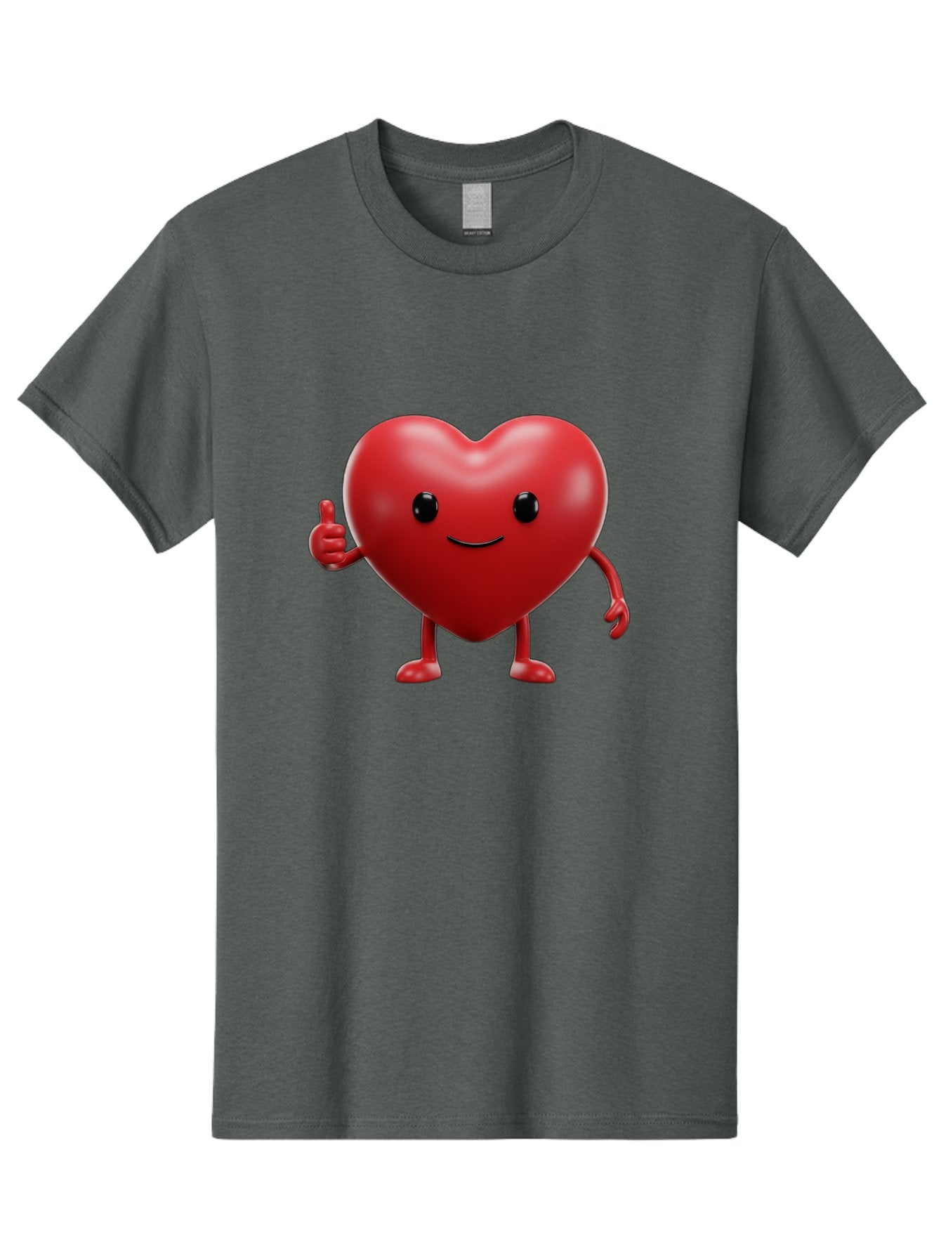 Happy-Heart Men'S Graphic Tee, 100% Cotton, Comfortable Casual Summer Wear, Machine Washable, Red Heart Character, Smiling Face, Thumbs Up, Cartoon Style, Heart Icon, Positive Attitude, Friendly Gesture, Love Symbol, Cute Design Bae195 7