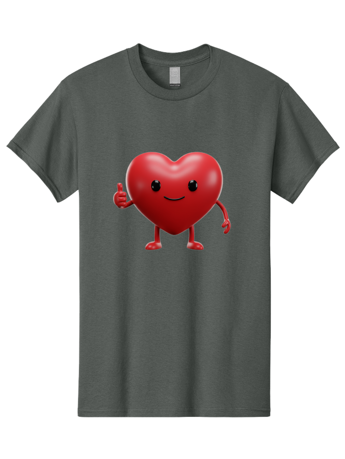 Happy-Heart Men'S Graphic Tee, 100% Cotton, Comfortable Casual Summer Wear, Machine Washable, Red Heart Character, Smiling Face, Thumbs Up, Cartoon Style, Heart Icon, Positive Attitude, Friendly Gesture, Love Symbol, Cute Design Bae195 13