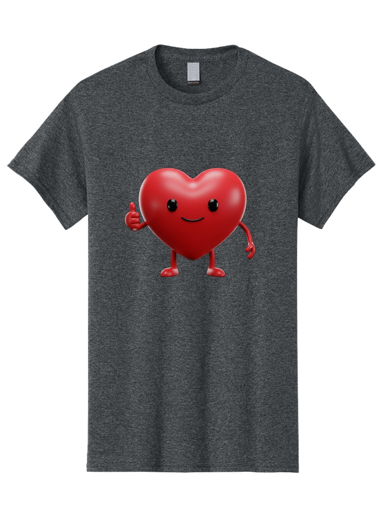 Happy-Heart Men'S Graphic Tee, 100% Cotton, Comfortable Casual Summer Wear, Machine Washable, Red Heart Character, Smiling Face, Thumbs Up, Cartoon Style, Heart Icon, Positive Attitude, Friendly Gesture, Love Symbol, Cute Design Bae195 12